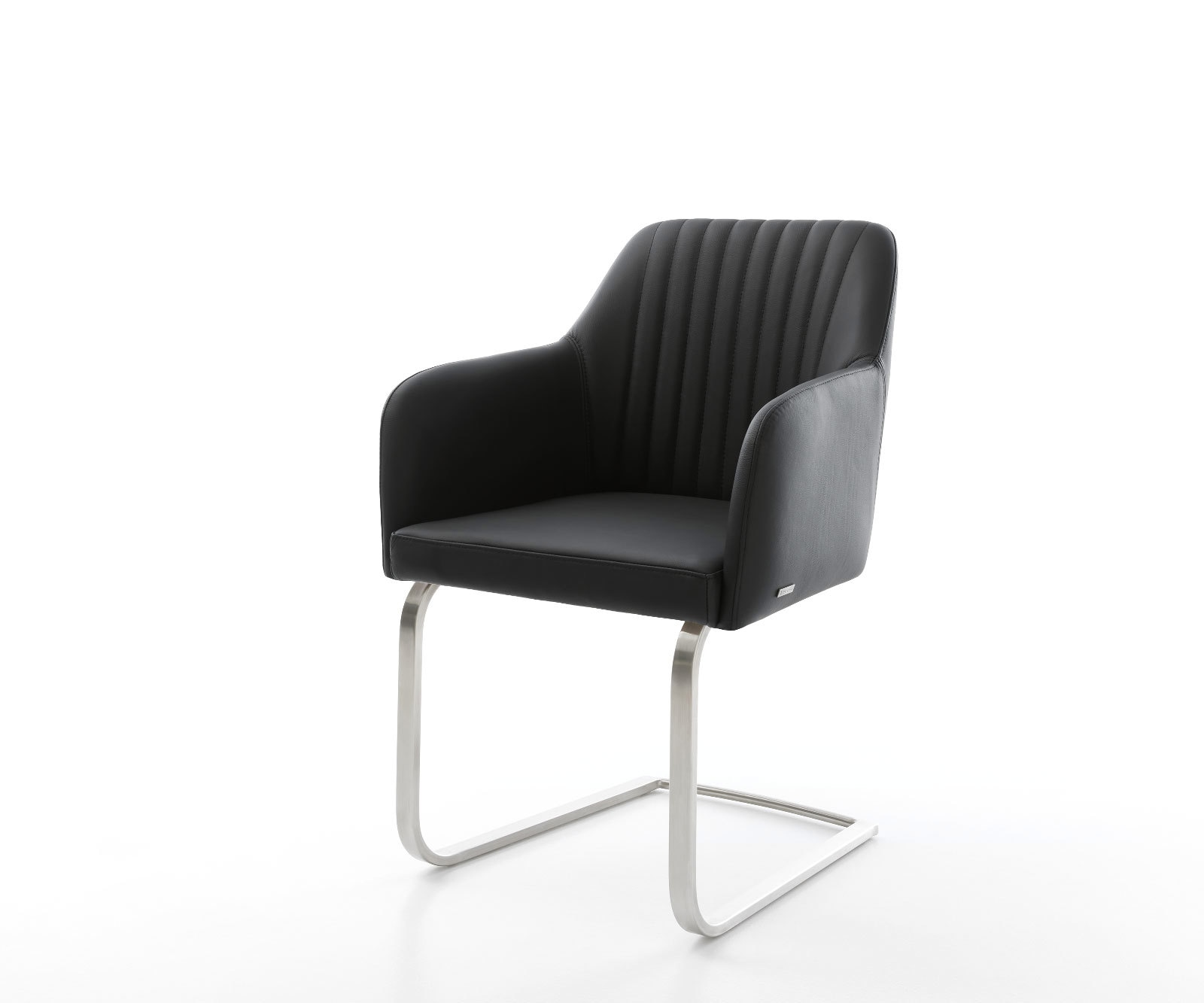 Freischwinger Greg-Flex Echt-Leder Schwarz Freischwinger flach Edelstahl Taschenfederkern