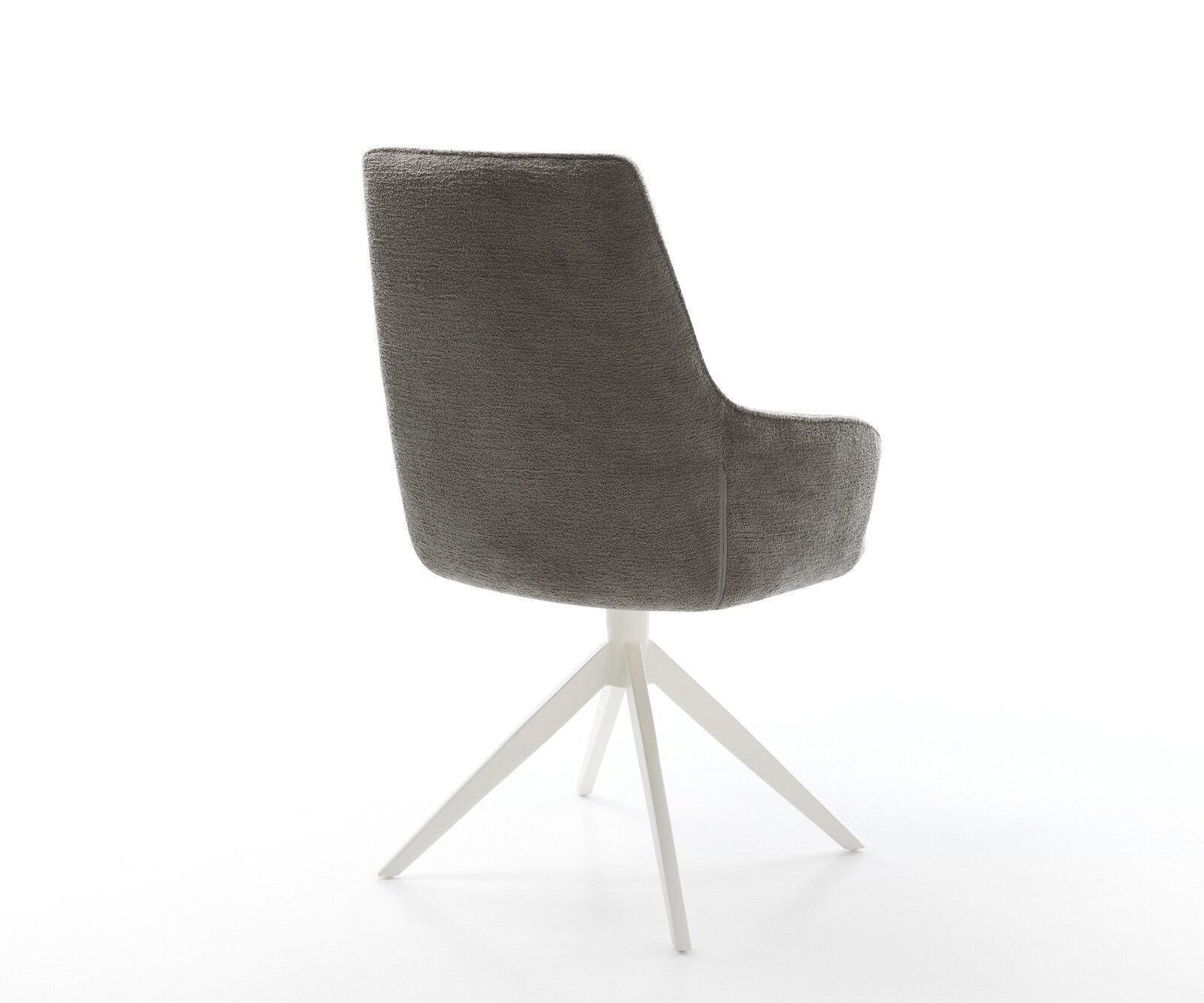 Drehstuhl Zelia-Flex mit Armlehnen Bouclé Soft Schlamm Kreuzgestell breit Weiß 360° drehbar Wippfunktion Taschenfederkern 4