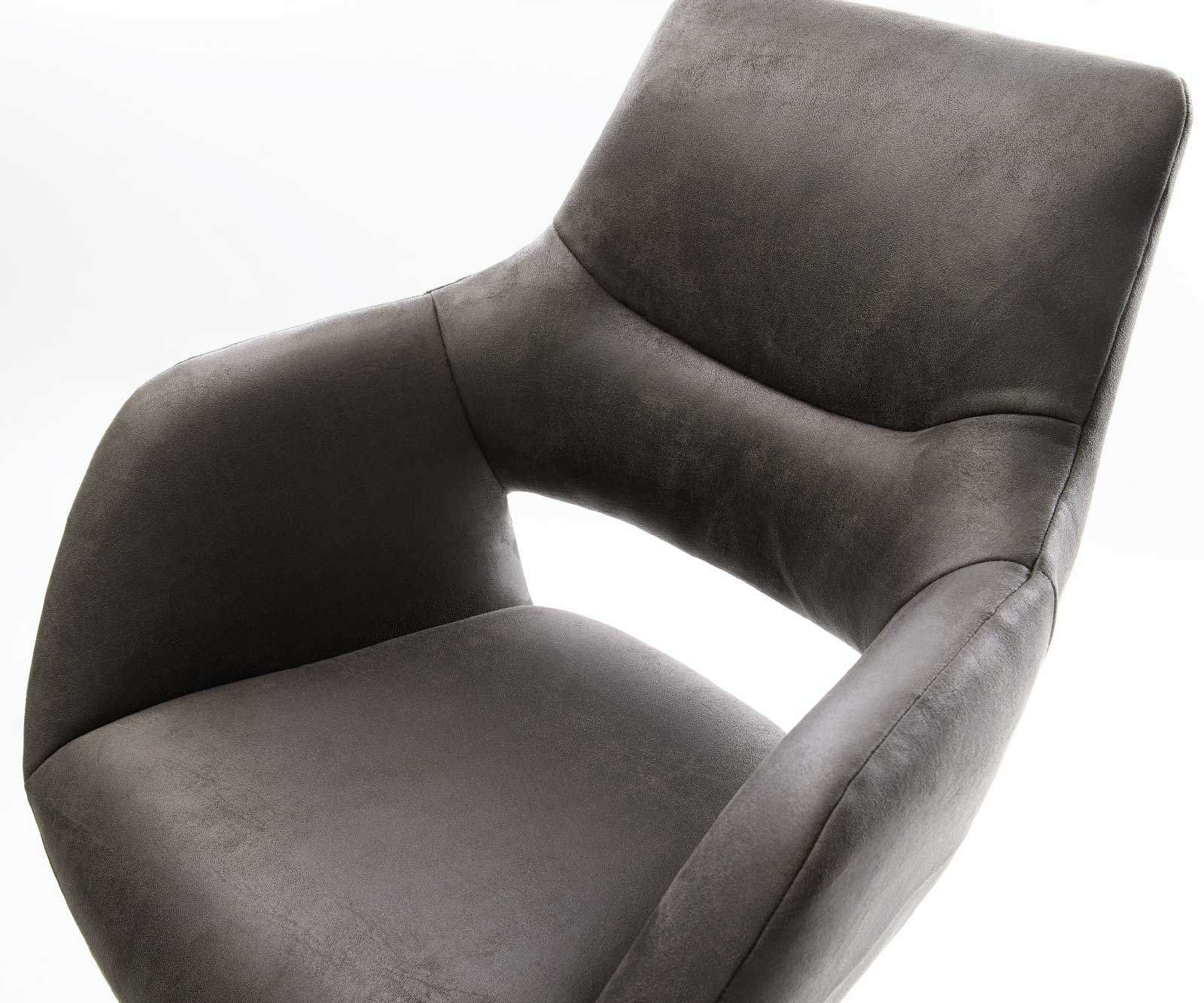 Barstuhl Yago-Flex Mikrofaser Anthrazit Vintage Drehfuß höhenverstellbar Edelstahl drehbar Taschenfederkern 4