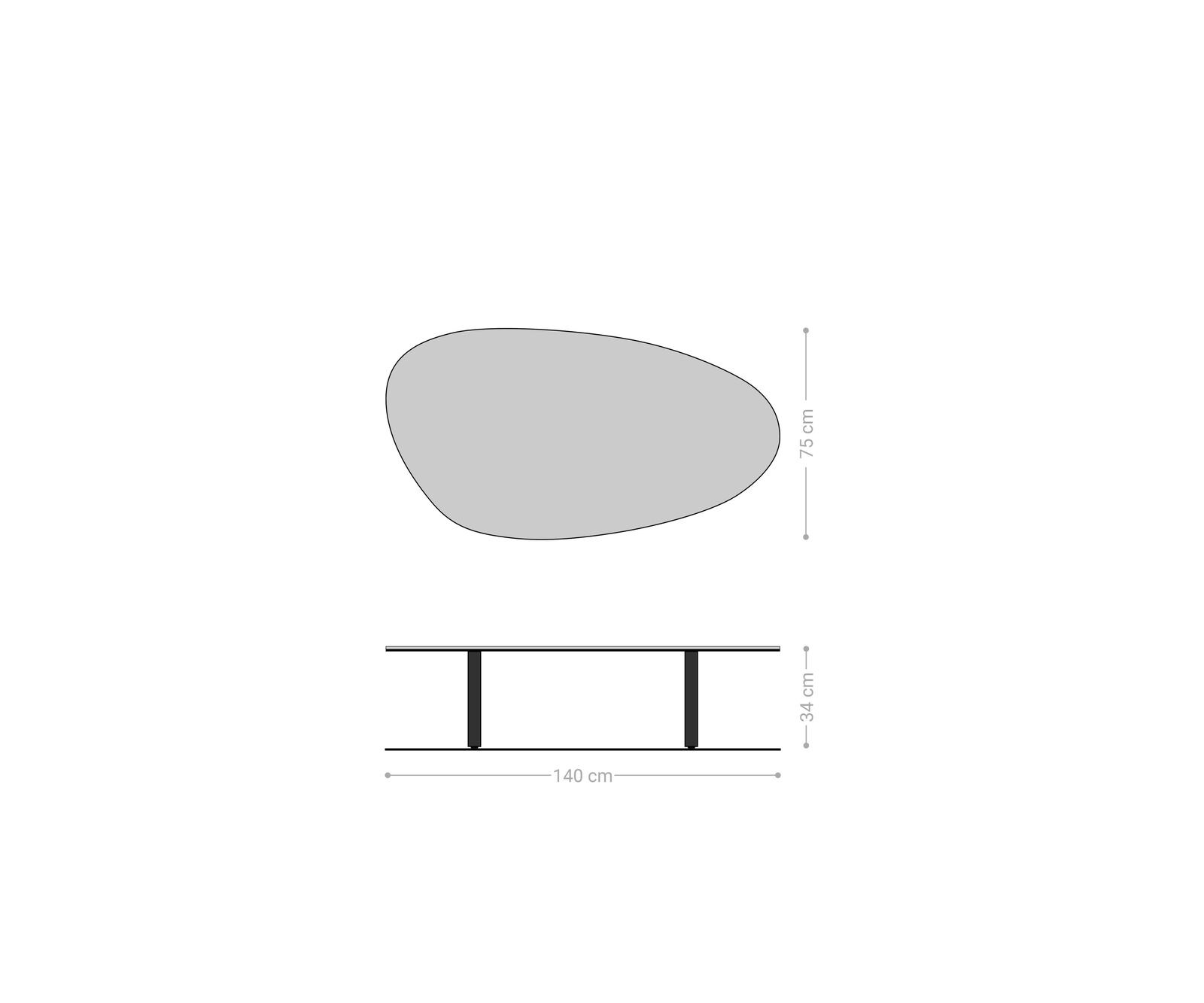 Couchtisch Edge Oval 140x75 cm Keramik Beton Grau Ovada Effektfinish Titan 6