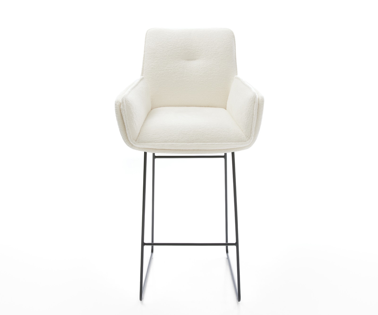 Barstuhl Nela-Flex Bouclé Soft Beige Kufengestell Metall Schwarz 2