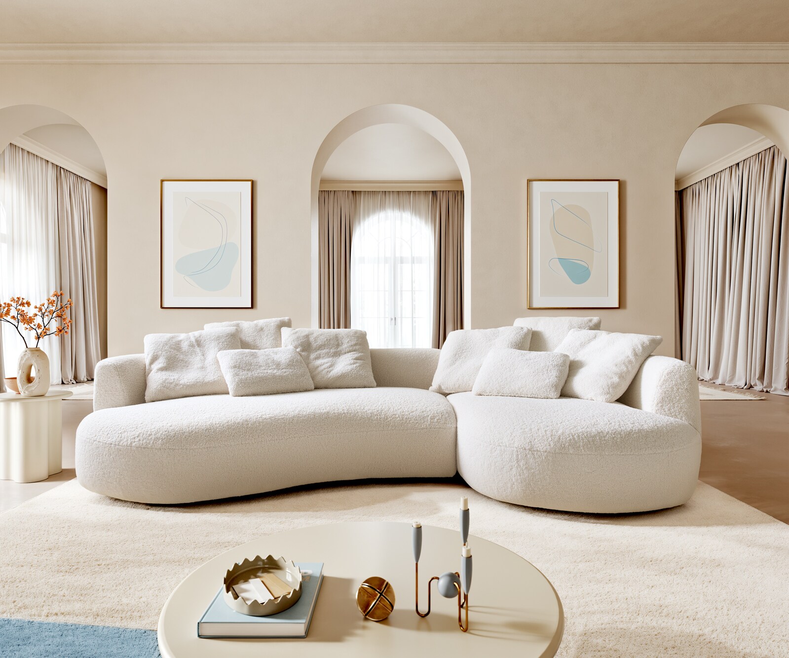 Big-Sofa Edina 330x170 cm Teddystoff Beige 1