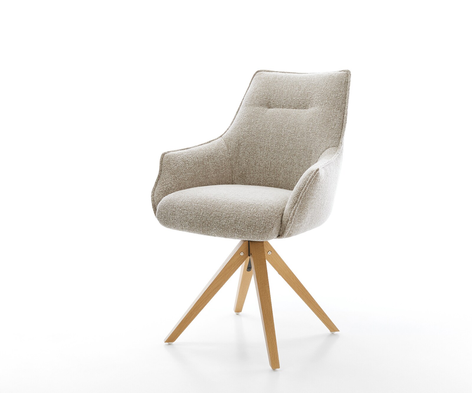 Drehstuhl Alja-Flex mit Armlehnen Webstoff Soft Beige Holzgestell kantig Na günstig online kaufen