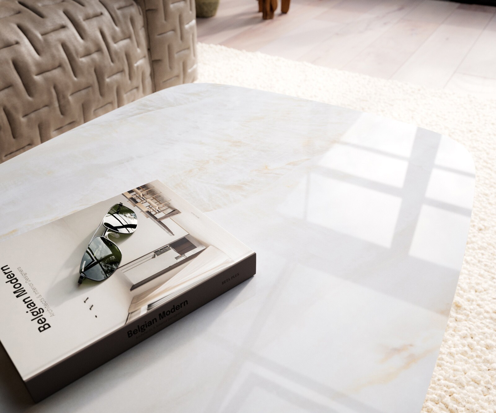 Couchtisch Edge Boot 120x70 cm Keramik Onyx Pearl Salto Metall Effektfinish Titan 6