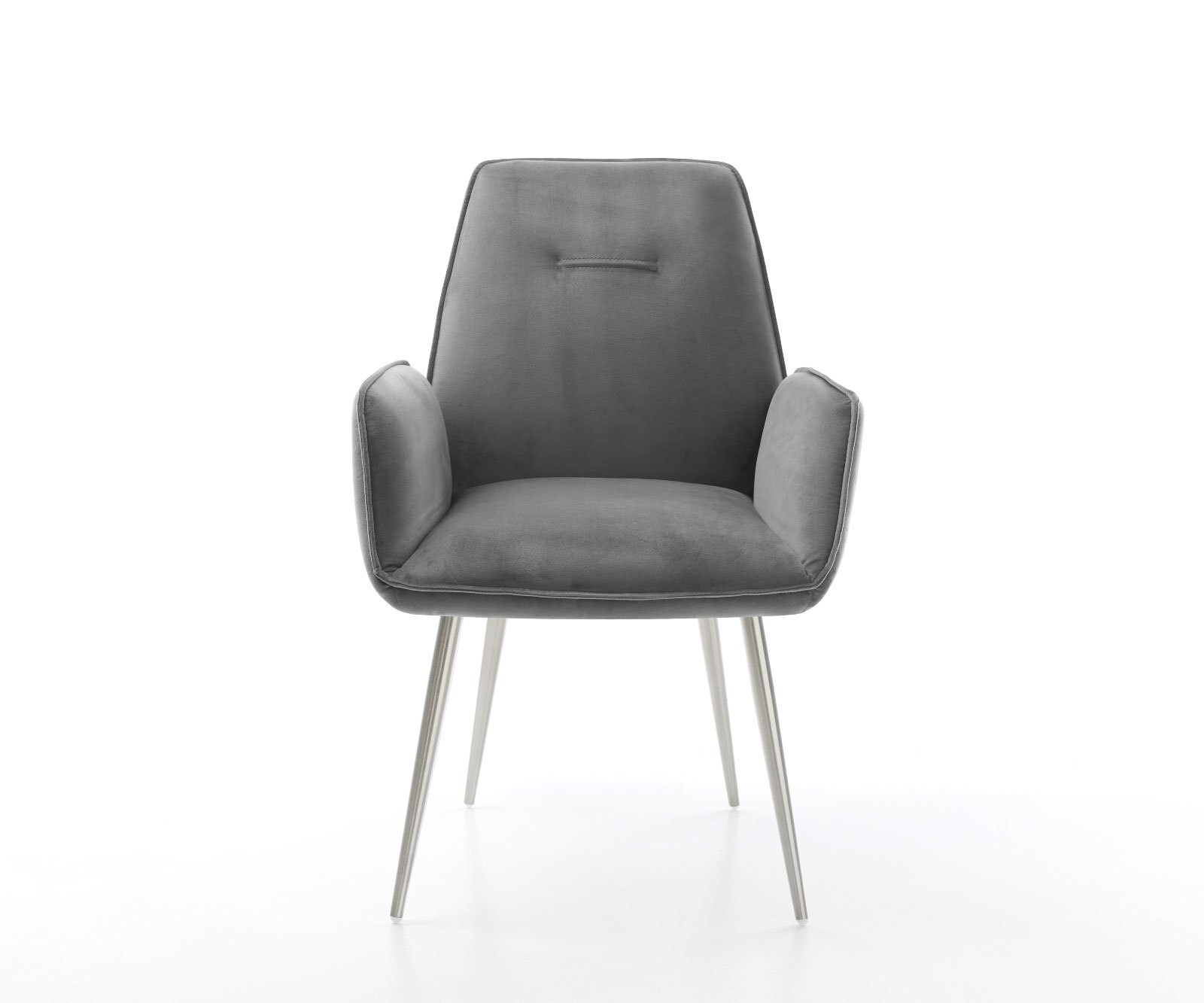 Esszimmerstuhl Zoa-Flex Samt Grau 4-Fuß konisch Edelstahl Taschenfederkern 1 Esszimmerstuhl Zoa-Flex Samt Grau 4-Fuß konisch Edelstahl Taschenfederkern 1