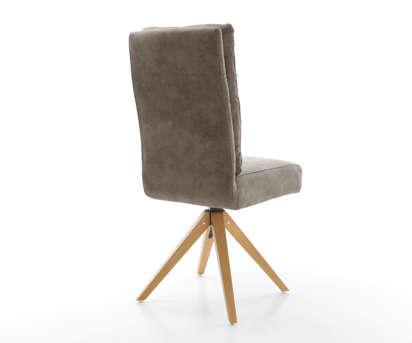 Esszimmerstuhl Pela-Flex Mikrofaser Taupe Vintage Holzgestell kantig Natur Taschenfederkern 4