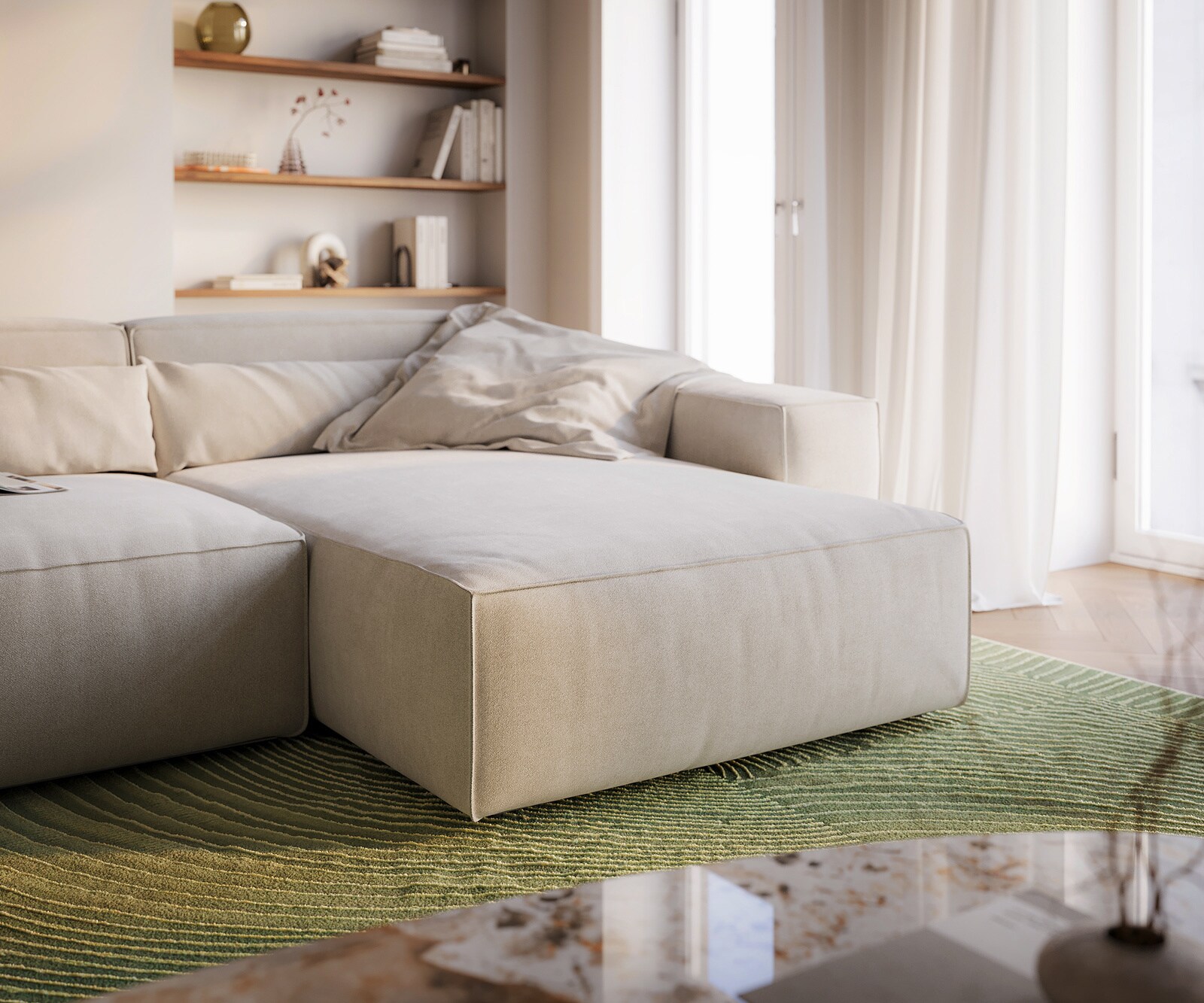 Ecksofa Sirpio XL 270x170 cm Strukturstoff Soft Beige Recamiere variabel 5