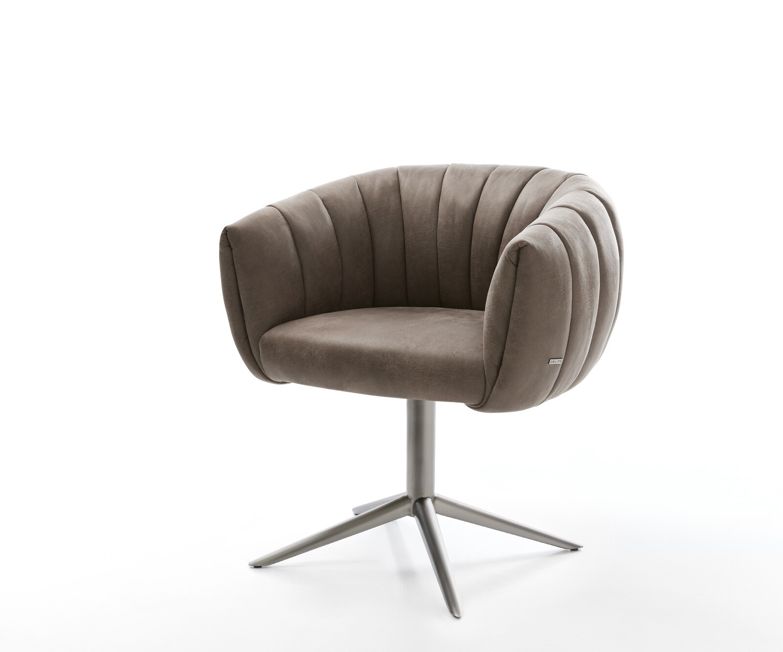 Drehstuhl Jada-Flex Mikrofaser Taupe Vintage Fußkreuz Graphit 360° drehbar Wippfunktion Taschenfederkern