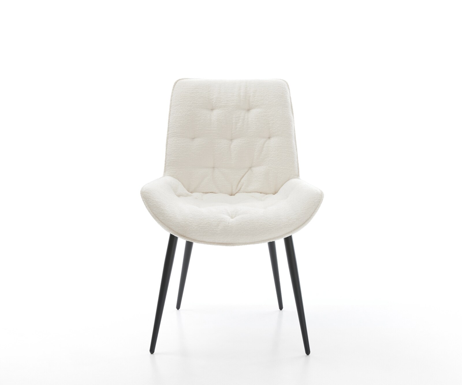 Esszimmerstuhl Taimi-Flex Bouclé Soft Beige 4-Fuß konisch Schwarz 1