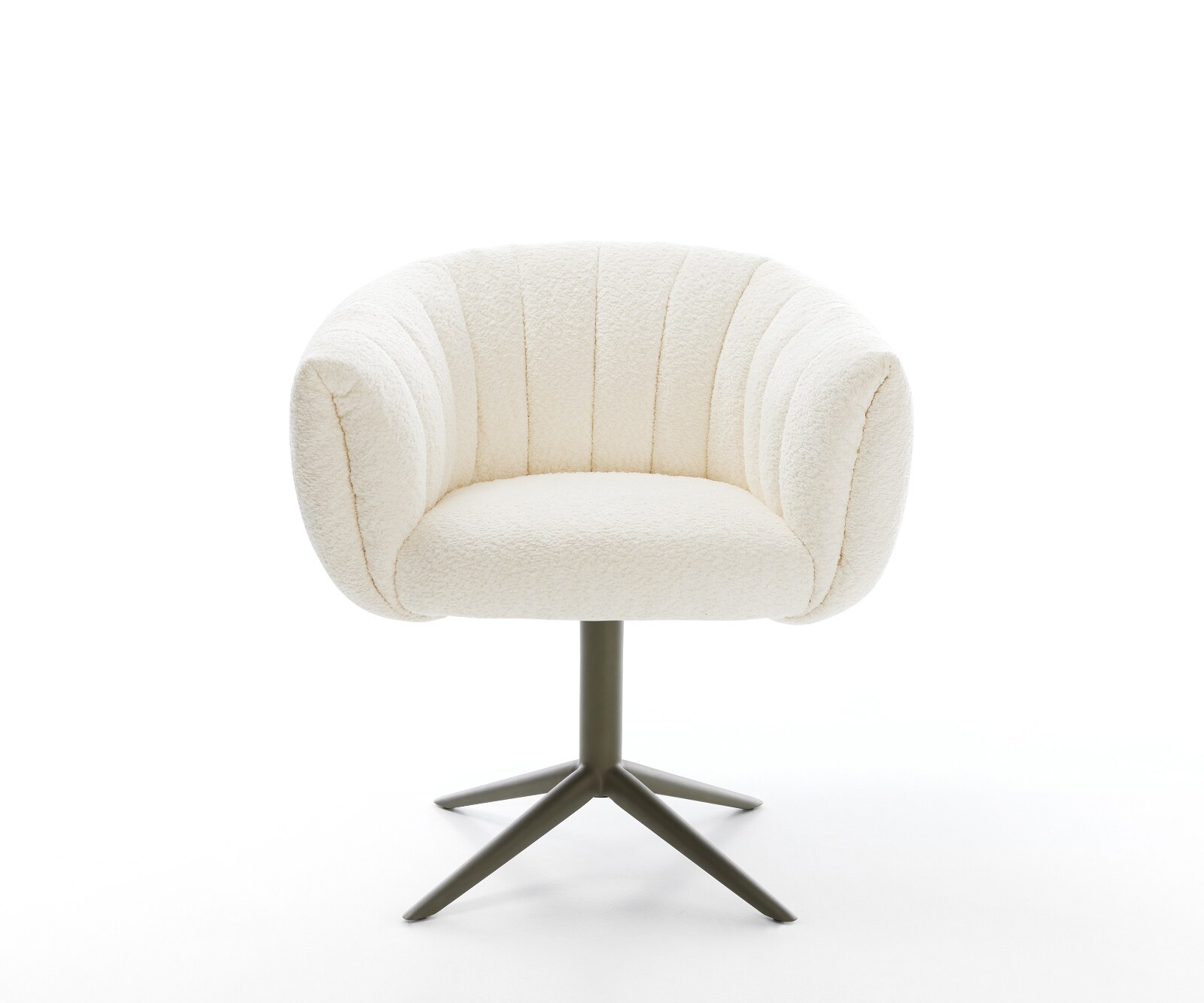 Drehstuhl Jada-Flex Bouclé Weiß Fußkreuz Effektfinish Titan 360° drehbar Wippfunktion Taschenfederkern 2