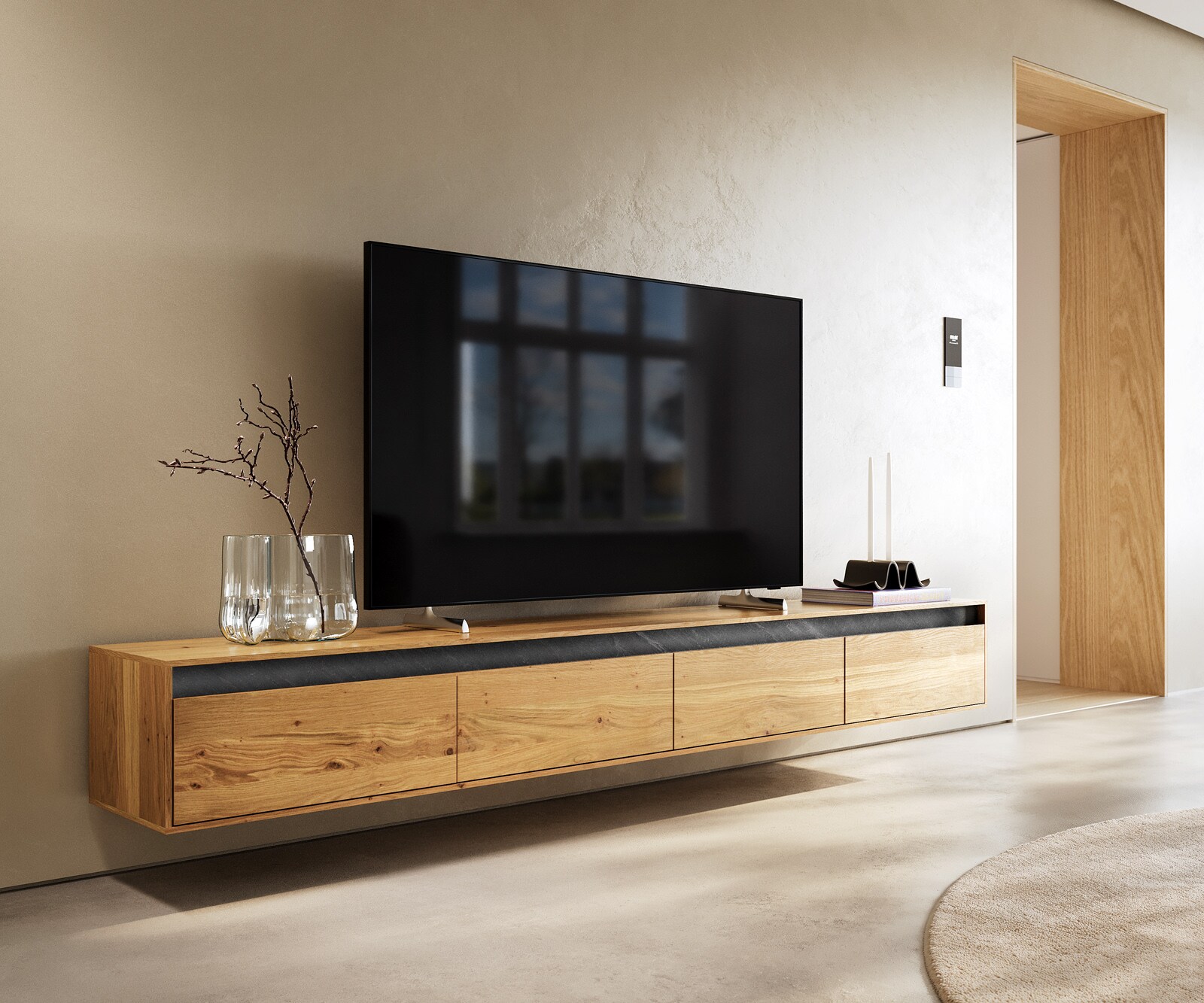 Lowboard Stonegrace Massivholz Schiefer