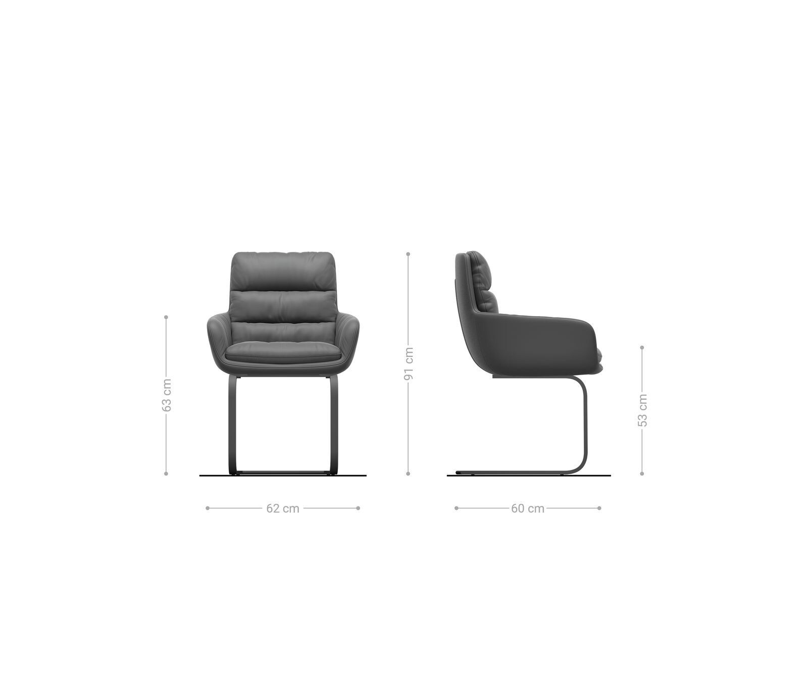 Freischwinger Abelia-Flex mit Armlehnen Chenille Olive Freischwinger flach Effektfinish Titan 6