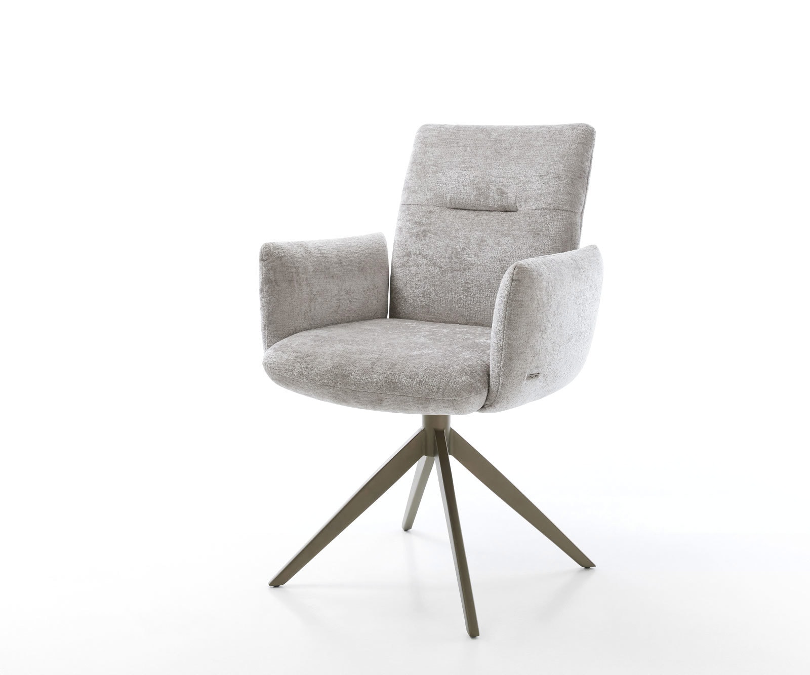 Drehstuhl Jova-Flex mit Armlehnen Chenille Silbergrau Kreuzgestell breit Effektfinish Titan 360° drehbar Wippfunktion Taschenfederkern
