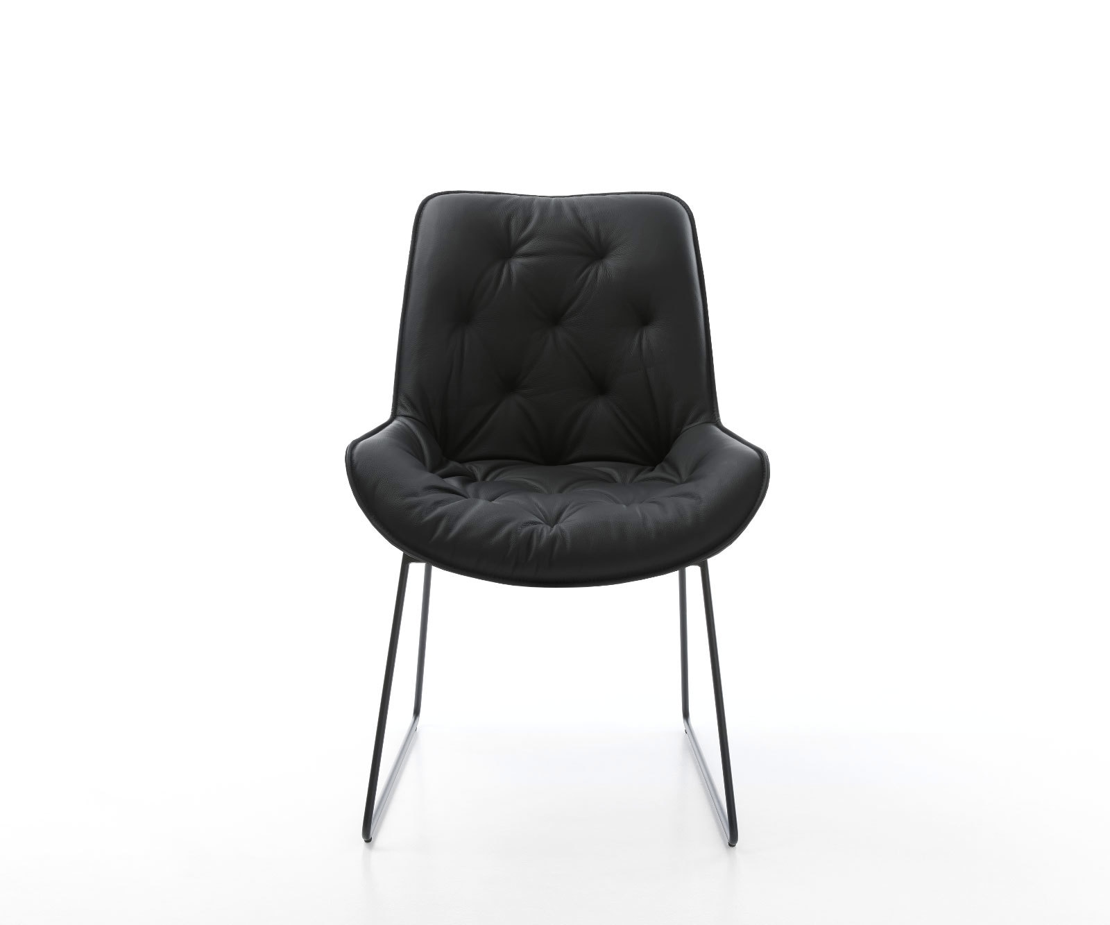 Esszimmerstuhl Taimi-Flex Echt-Leder Schwarz Kufengestell Schwarz 2 Esszimmerstuhl Taimi-Flex Echt-Leder Schwarz Kufengestell Schwarz 2