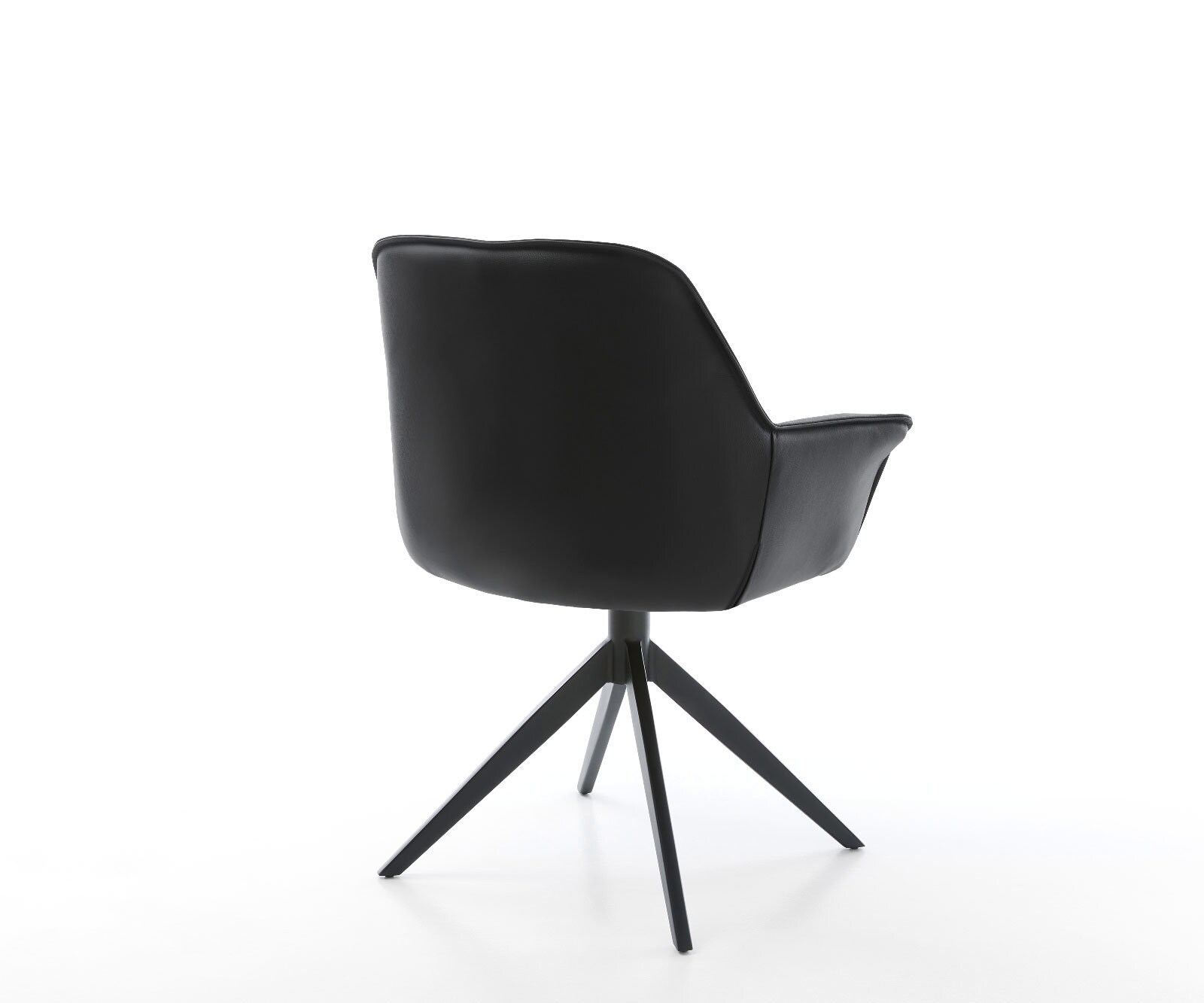 Drehstuhl Keila-Flex mit Armlehnen Echt-Leder Schwarz Kreuzgestell breit Schwarz 360° drehbar Wippfunktion 4