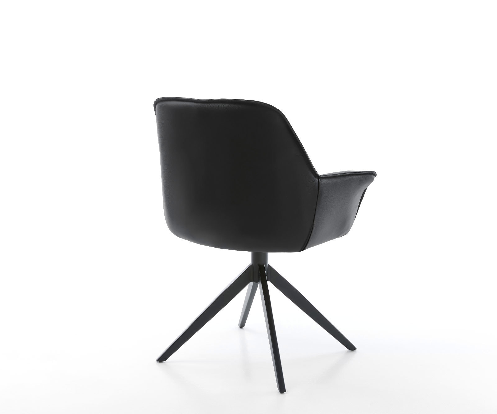 Drehstuhl Keila-Flex mit Armlehnen Echt-Leder Schwarz Kreuzgestell breit Schwarz 360° drehbar Wippfunktion 4 Drehstuhl Keila-Flex mit Armlehnen Echt-Leder Schwarz Kreuzgestell breit Schwarz 360° drehbar Wippfunktion 4