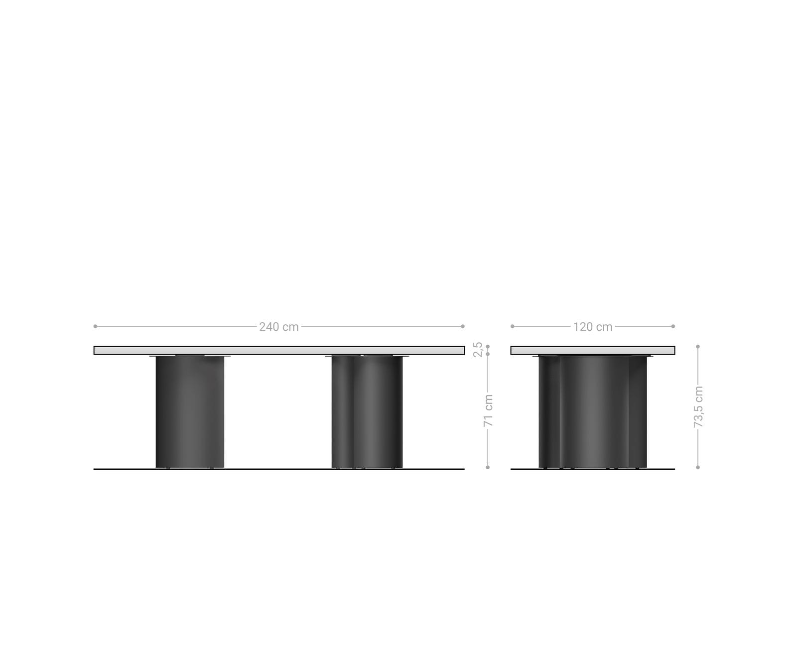 Esstisch Edge Boot 240x120x2,5-3 Eiche Natur Troa Metall Schwarz Schweizer Kante 6