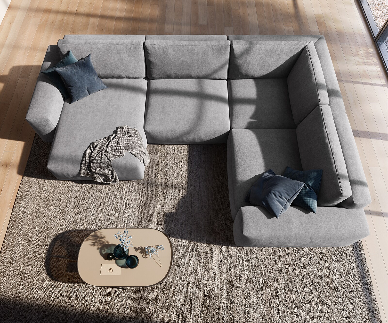 Wohnlandschaft Lanzo XL 360x260 cm Mikrofaser Grau Recamiere variabel 3