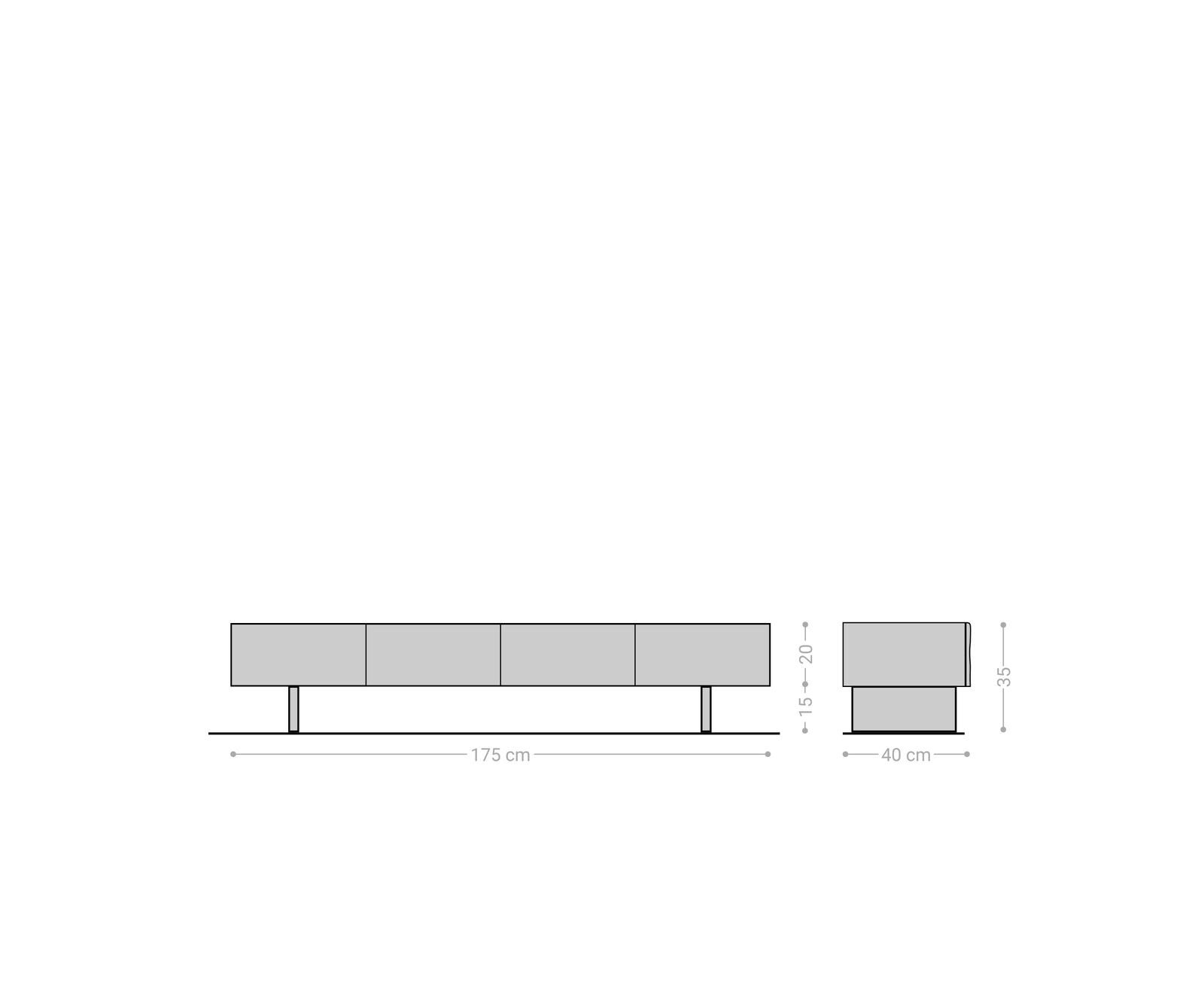 Lowboard New Live-Edge 175 cm Akazie Natur 4 Türen Glasfuß 6