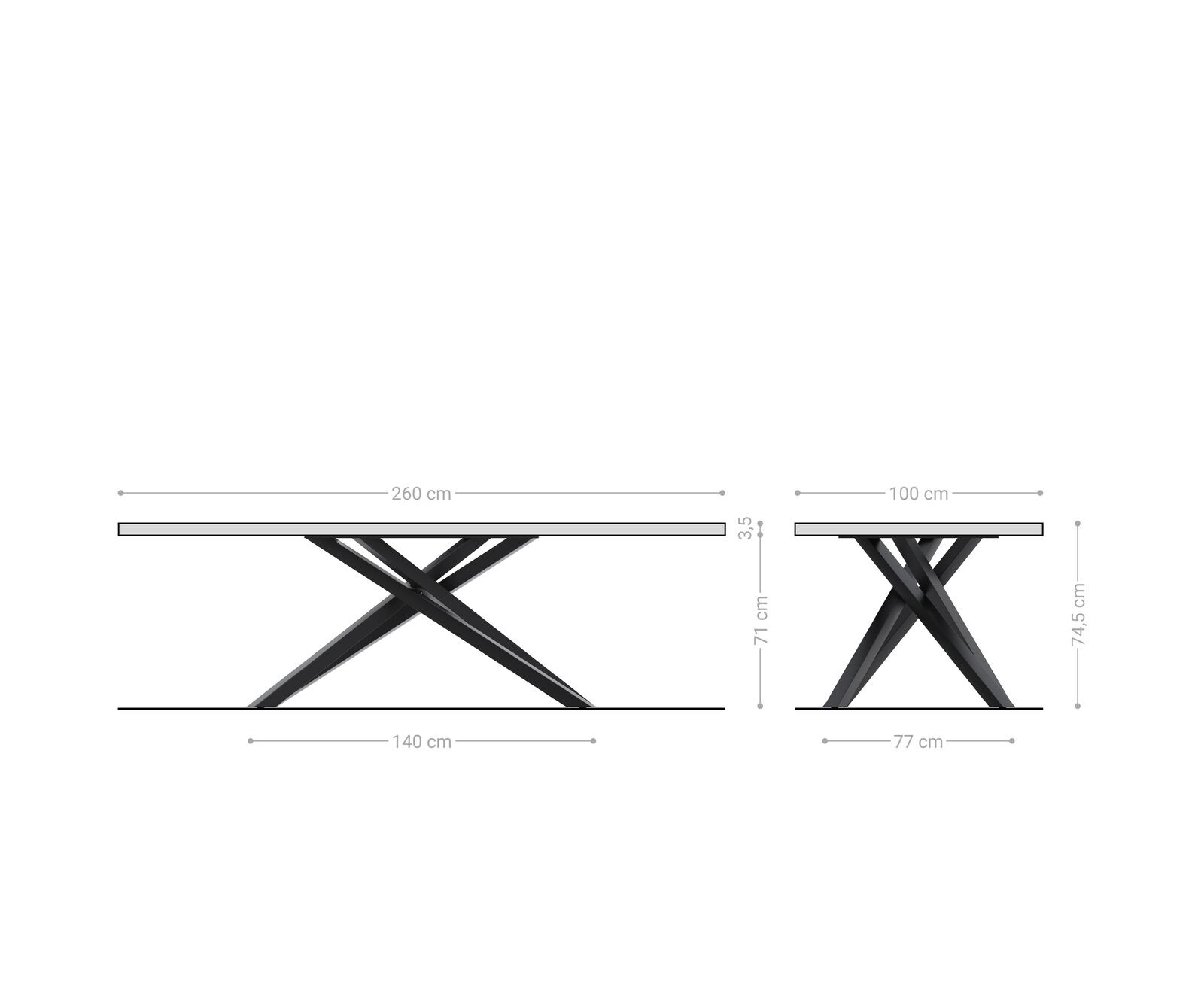 Esstisch Edge 260x100 Akazie Natur Kreuzgestell Rechteck Edelstahl Live-Edge 6