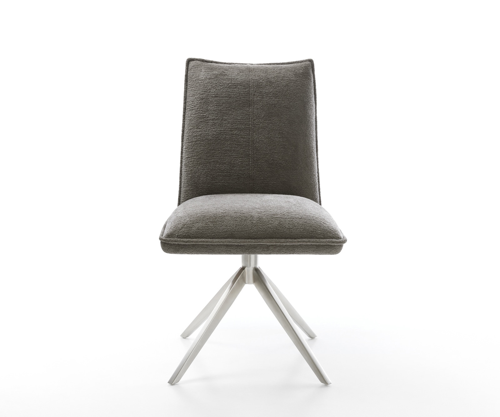 Drehstuhl Lelio-Flex Bouclé Soft Schlamm Kreuzgestell breit Edelstahl 360° drehbar Wippfunktion Taschenfederkern 1