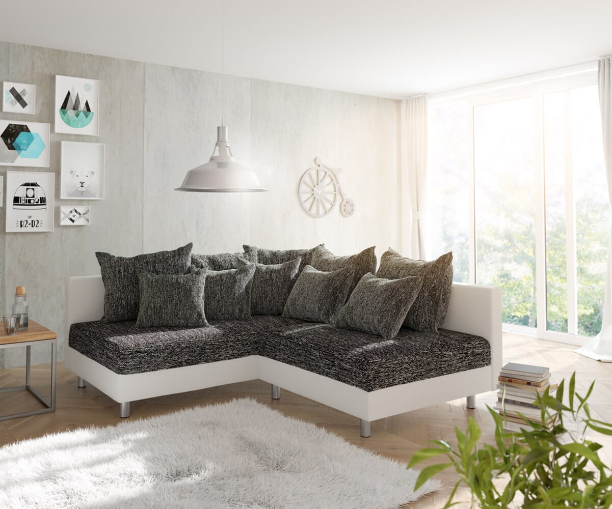 Ecksofa Clovis Weiss Schwarz Ottomane Links Modulsofa Ecksofa Clovis Weiss Schwarz Ottomane Links Modulsofa
