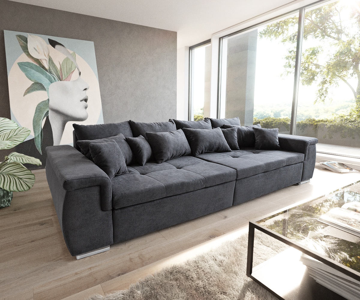 Sofa Navin 275x116 cm Graphite Couch mit Kissen 4 Sofa Navin 275x116 cm Graphite Couch mit Kissen 4