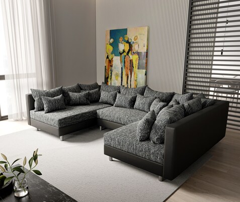 Wohnlandschaft Clovis Schwarz Modularsofa Modulsystem