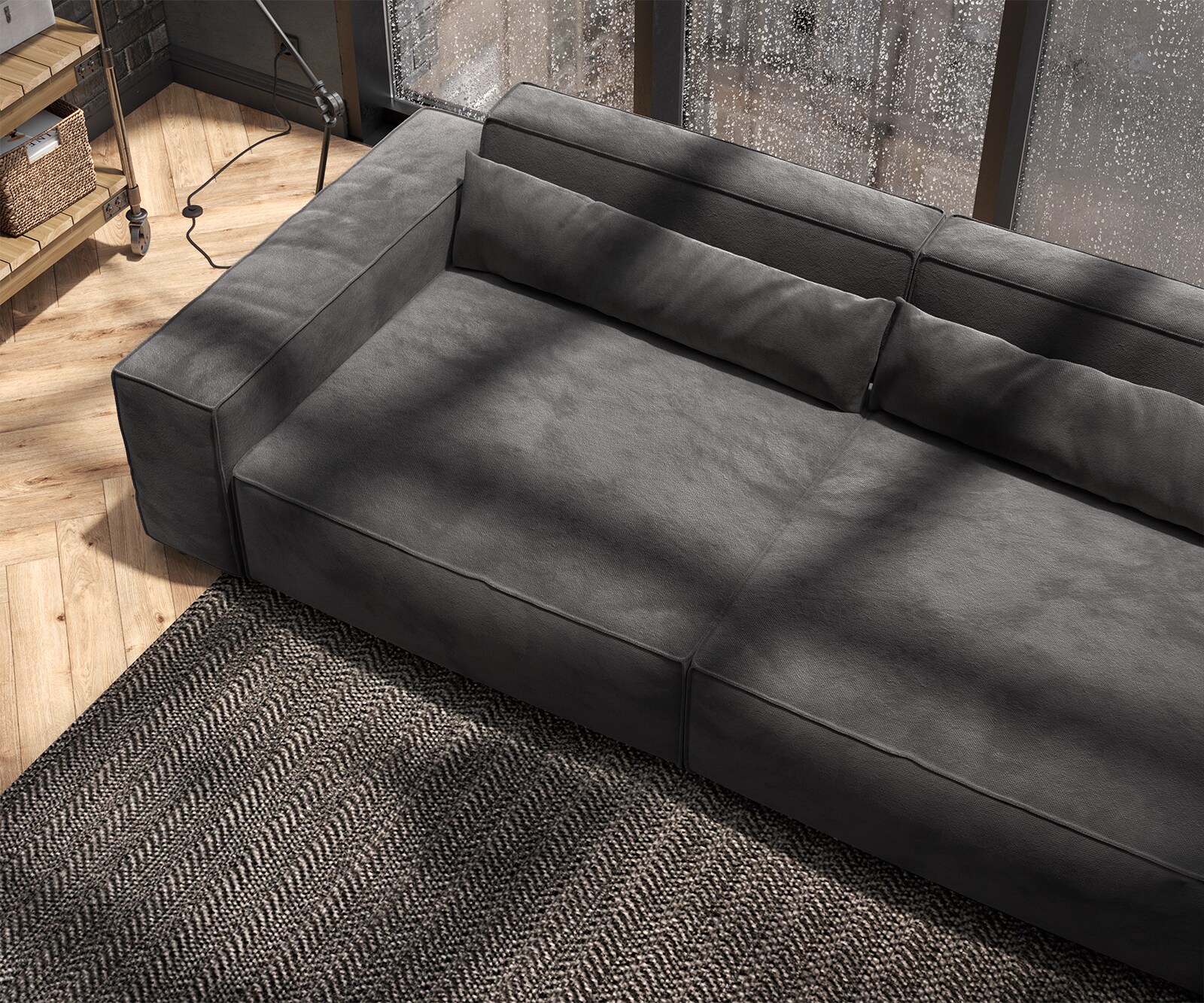 Big-Sofa Sirpio XL 270x130 cm Mikrofaser Schwarz 6