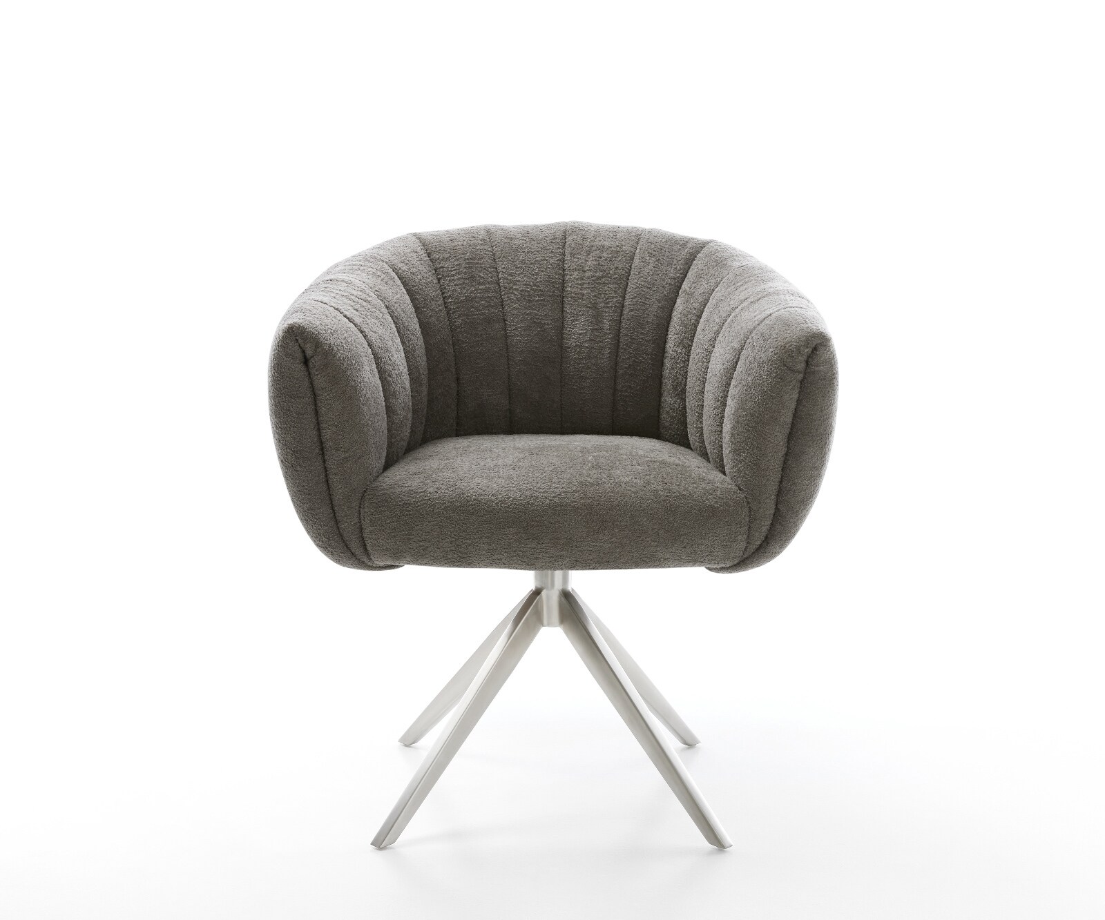 Drehstuhl Jada-Flex Bouclé Soft Schlamm Kreuzgestell breit Edelstahl 360° drehbar Wippfunktion Taschenfederkern 1