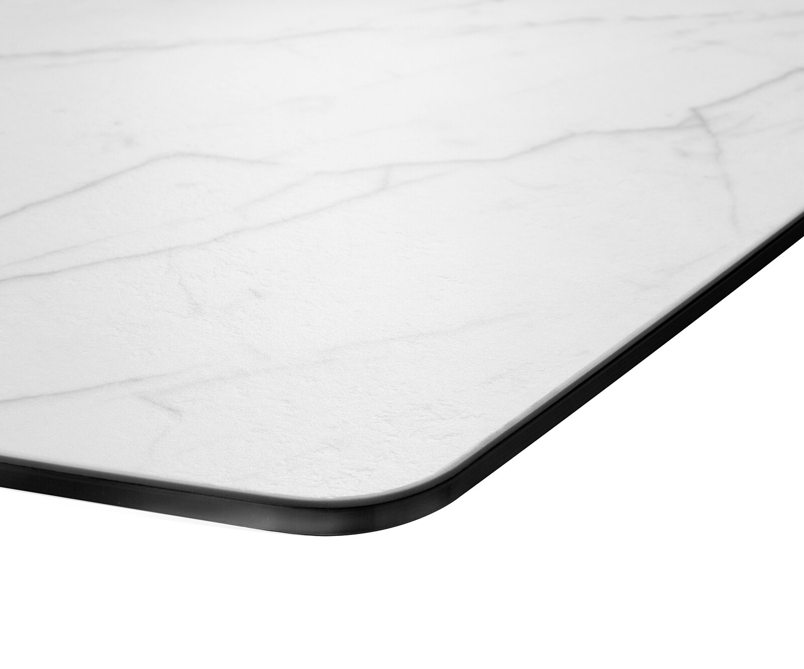 Esstisch Edge Bootsform 200x100cm Laminam® Keramik Weiß Spider Flachstahl Edelstahl 4