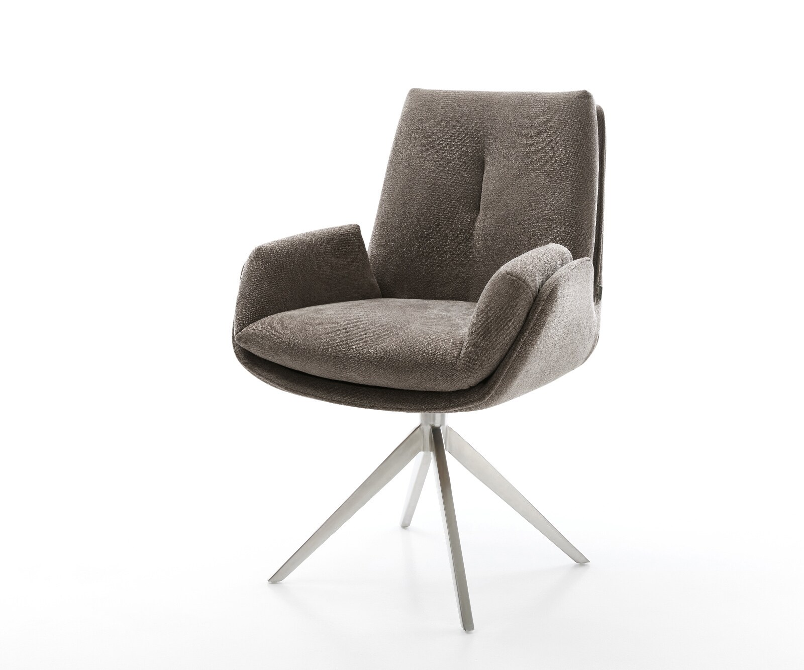 Drehstuhl Clea-Flex Strukturstoff Soft Taupe Kreuzgestell breit Edelstahl 360° drehbar Wippfunktion 1