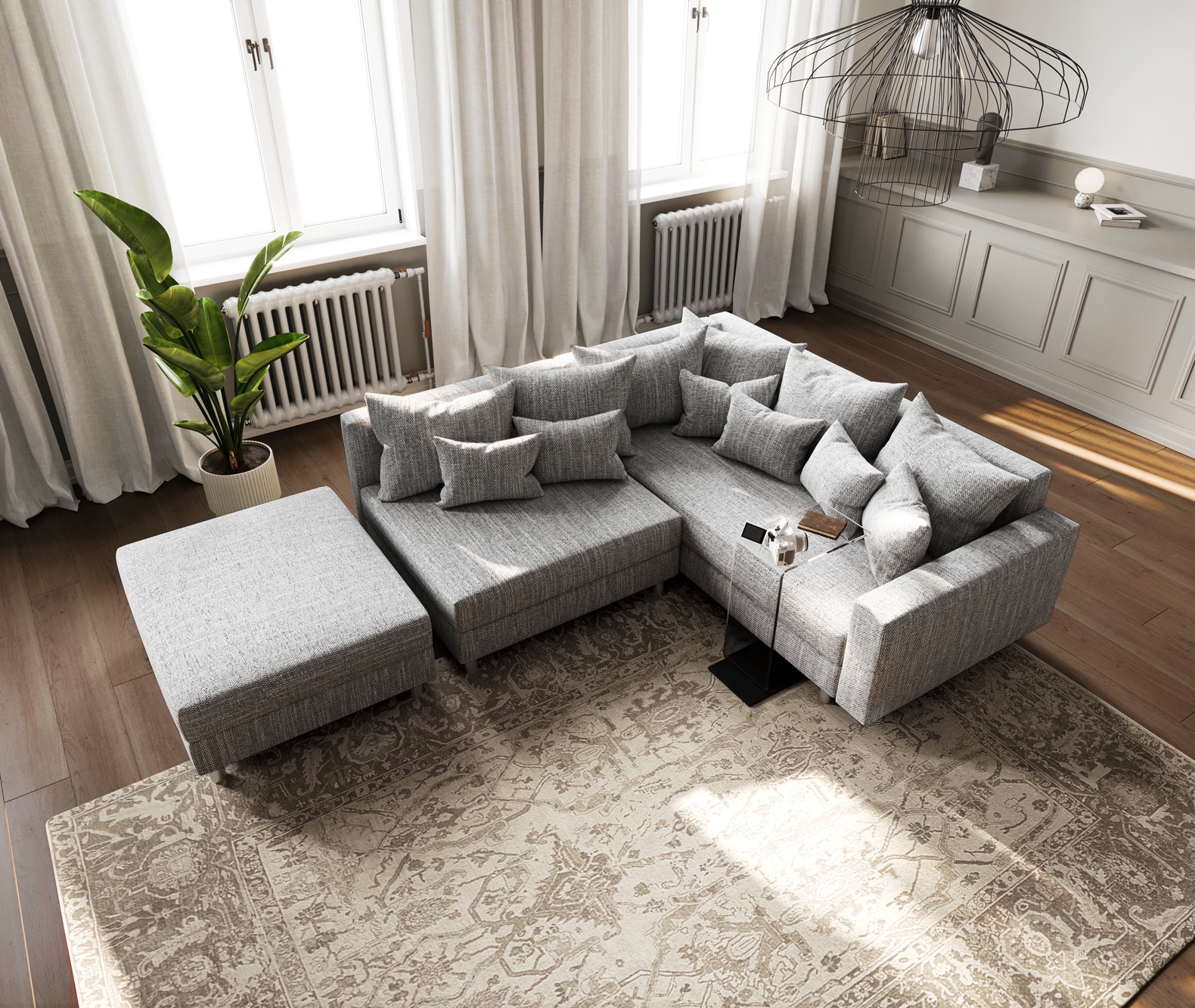 Ecksofa Clovis Hellgrau Strukturstoff Hocker Armlehne Ottomane Rechts Modulsofa 5 Ecksofa Clovis Hellgrau Strukturstoff Hocker Armlehne Ottomane Rechts Modulsofa 5