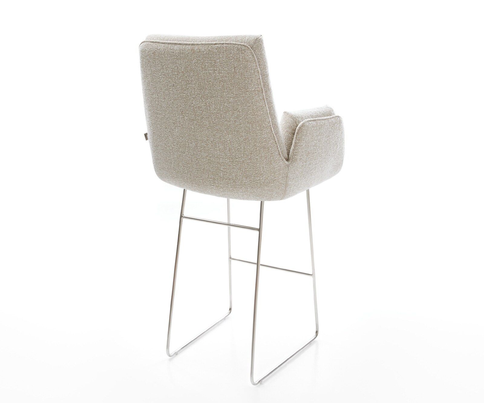 Barstuhl Clea-Flex Webstoff Soft Beige Kufengestell Edelstahl Silberfarben 4