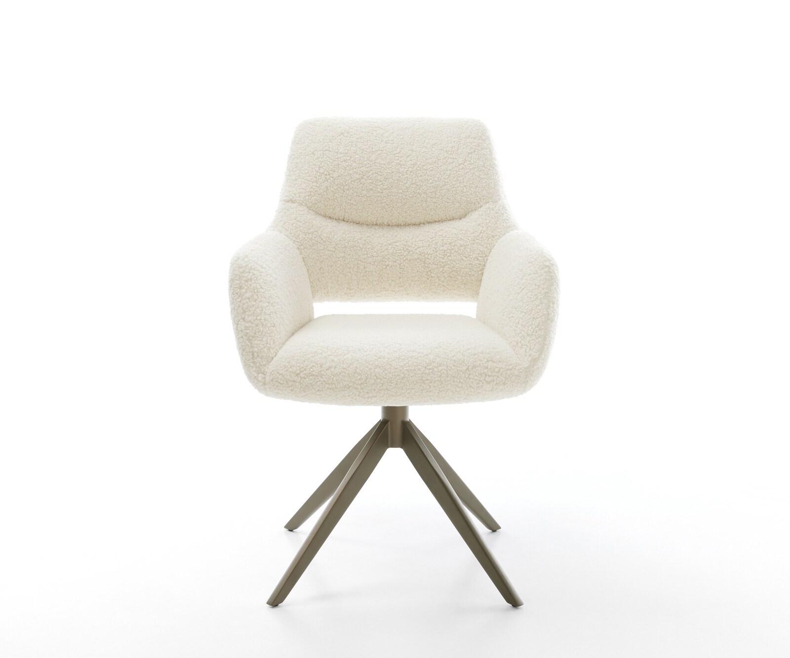 Drehstuhl Yago-Flex mit Armlehnen Teddystoff Beige Kreuzgestell breit Effektfinish Titan 360° drehbar Wippfunktion Taschenfederkern 1