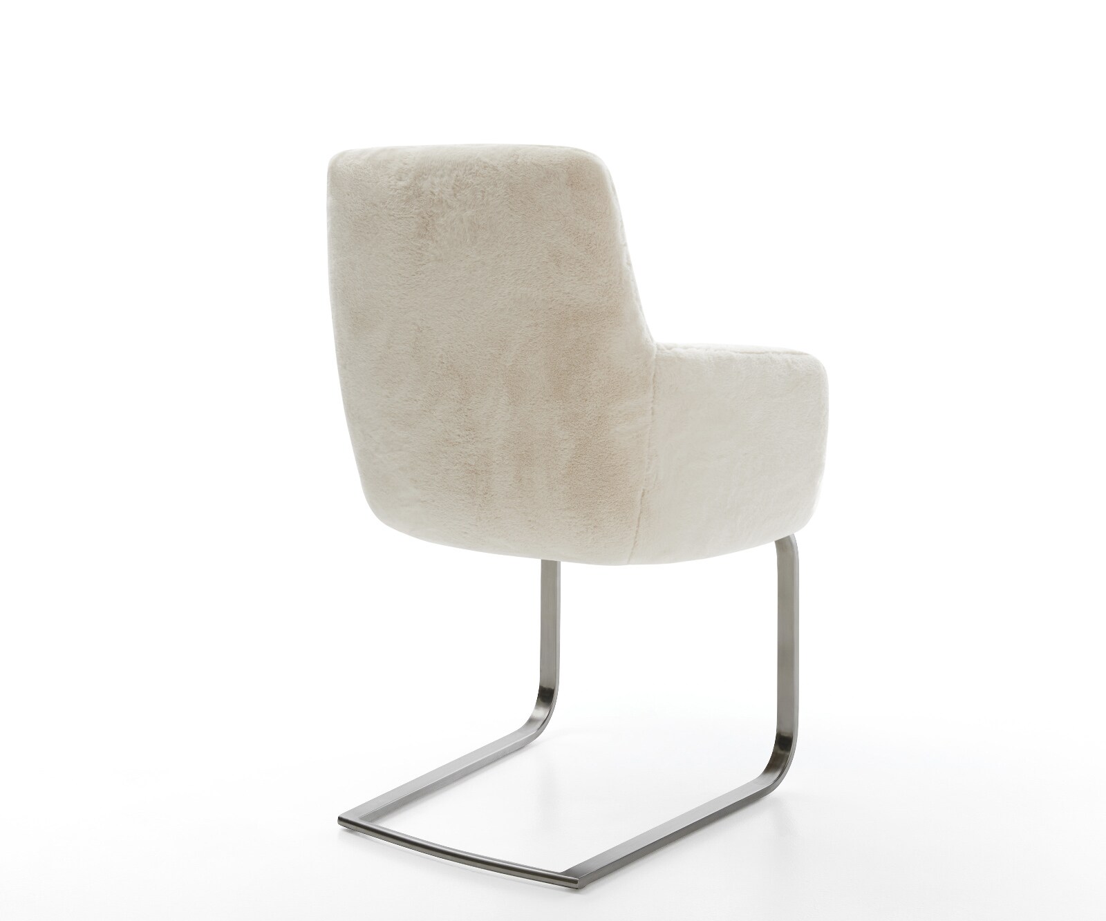 Freischwinger Heira-Flex mit Armlehnen Plüsch Creme-Weiß Freischwinger flach Graphit Taschenfederkern 4