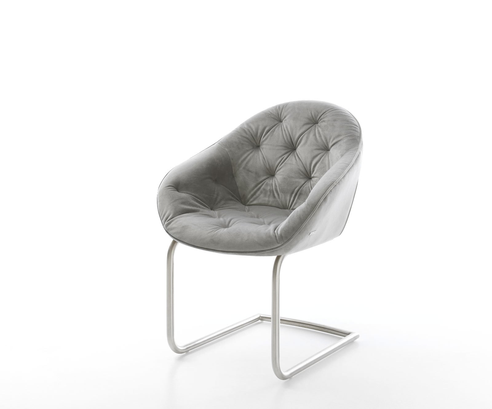 Freischwinger Gaio-Flex Samt Grau Freischwinger rund Edelstahl Freischwinger Gaio-Flex Samt Grau Freischwinger rund Edelstahl