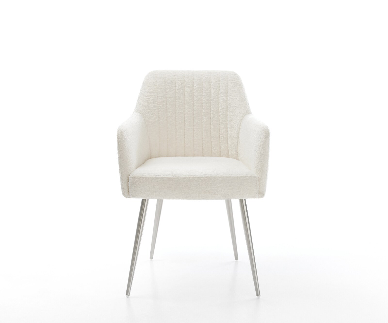 Esszimmerstuhl Greg-Flex Bouclé Soft Beige 4-Fuß konisch Edelstahl Taschenfederkern 2