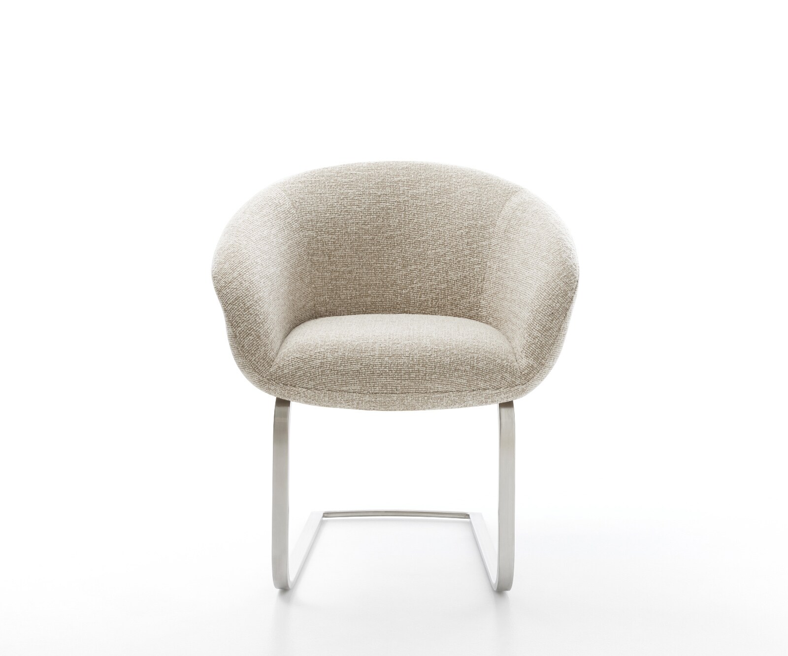 Freischwinger Vinka-Flex mit Armlehnen Webstoff Soft Beige Freischwinger flach Edelstahl Taschenfederkern 2