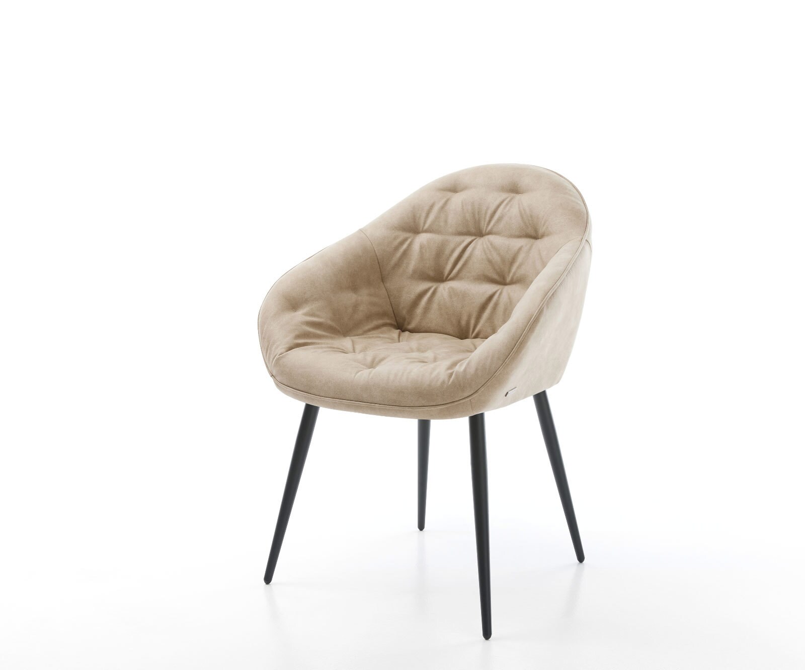 Esszimmerstuhl Gaio-Flex Mikrofaser Beige Vintage 4-Fuß konisch Schwarz günstig online kaufen