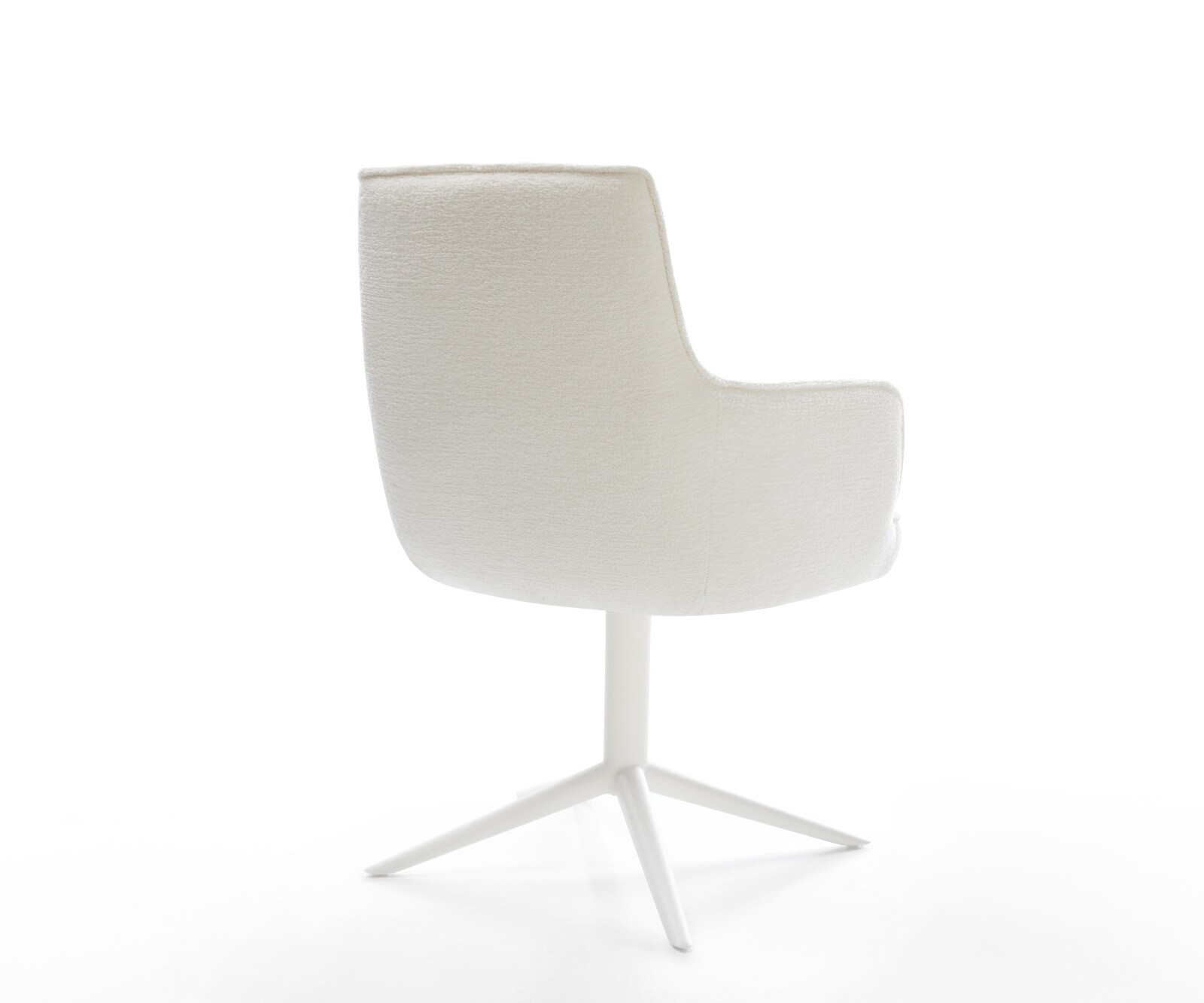 Drehstuhl Heira-Flex mit Armlehnen Bouclé Soft Beige Fußkreuz Weiß 360° drehbar Wippfunktion Taschenfederkern 5