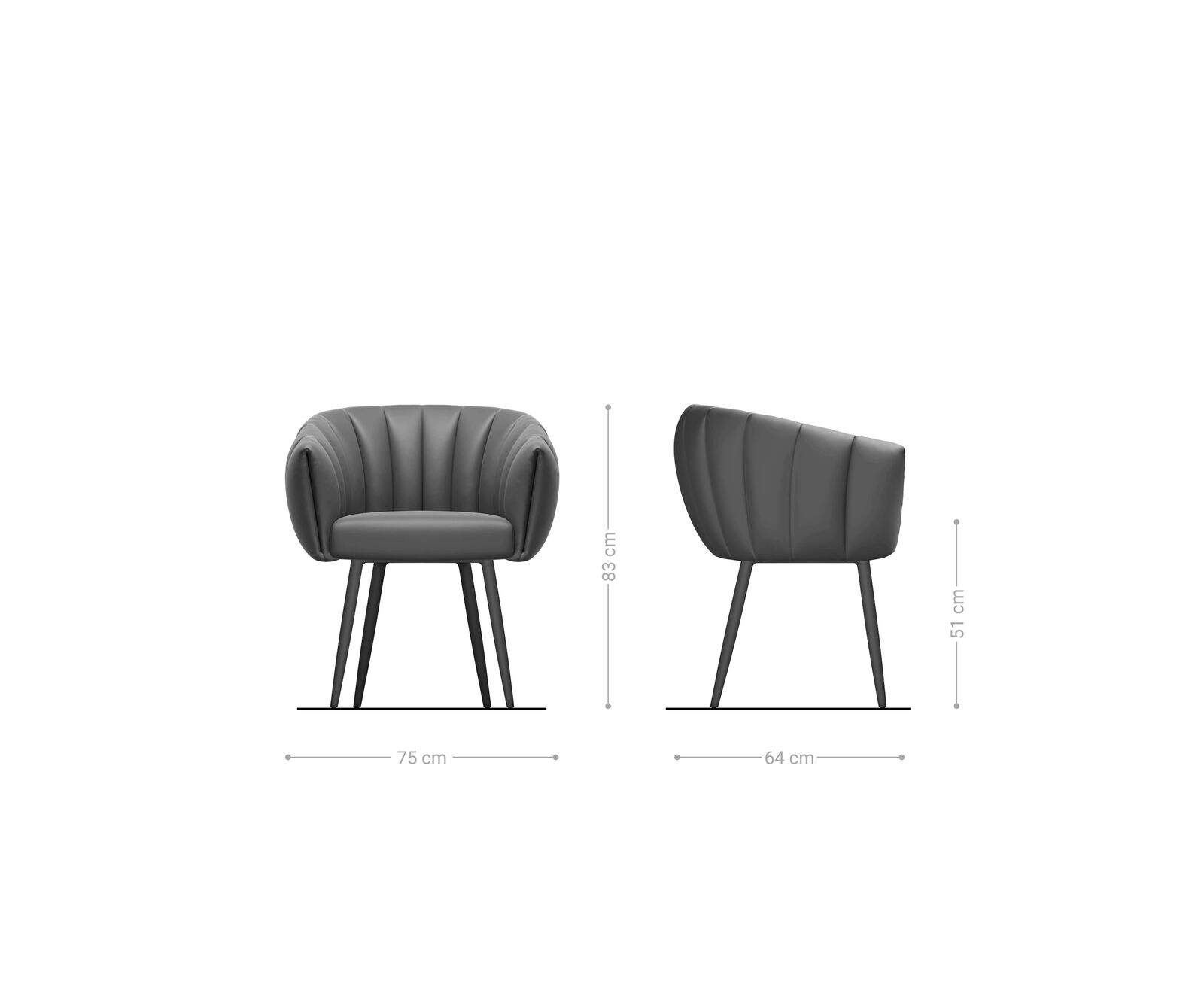 Esszimmerstuhl Jada-Flex Samt Grau 4-Fuß konisch Edelstahl Taschenfederkern 6