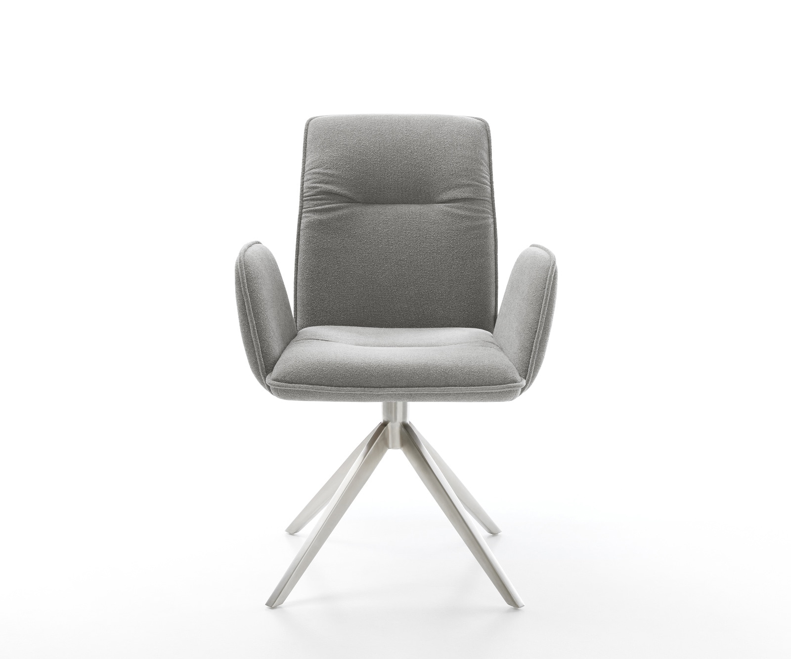 Drehstuhl Vinja-Flex Strukturstoff Soft Grau Kreuzgestell breit Edelstahl 360° drehbar Wippfunktion 2