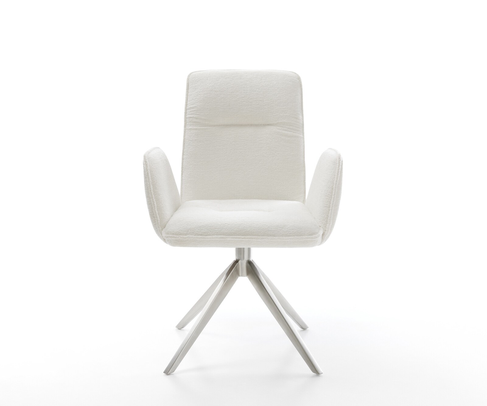 Drehstuhl Vinja-Flex Bouclé Soft Beige Kreuzgestell breit Edelstahl 360° drehbar Wippfunktion 1