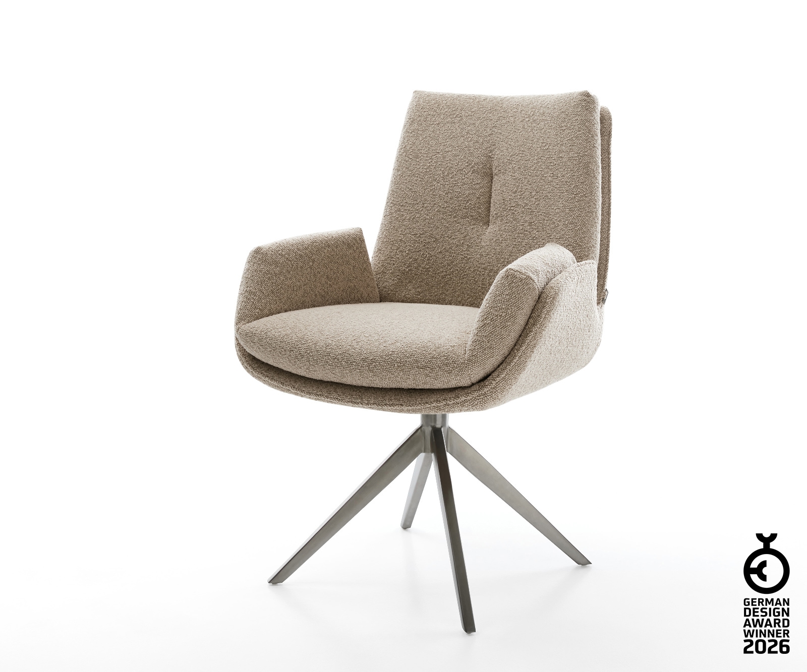 Drehstuhl Clea-Flex Bouclé Schlamm Kreuzgestell breit Graphit 360° drehbar Wippfunktion