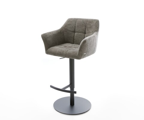 Barstuhl Yulo-Flex Bouclé Soft Schlamm Drehfuß höhenverstellbar Metall Schwarz