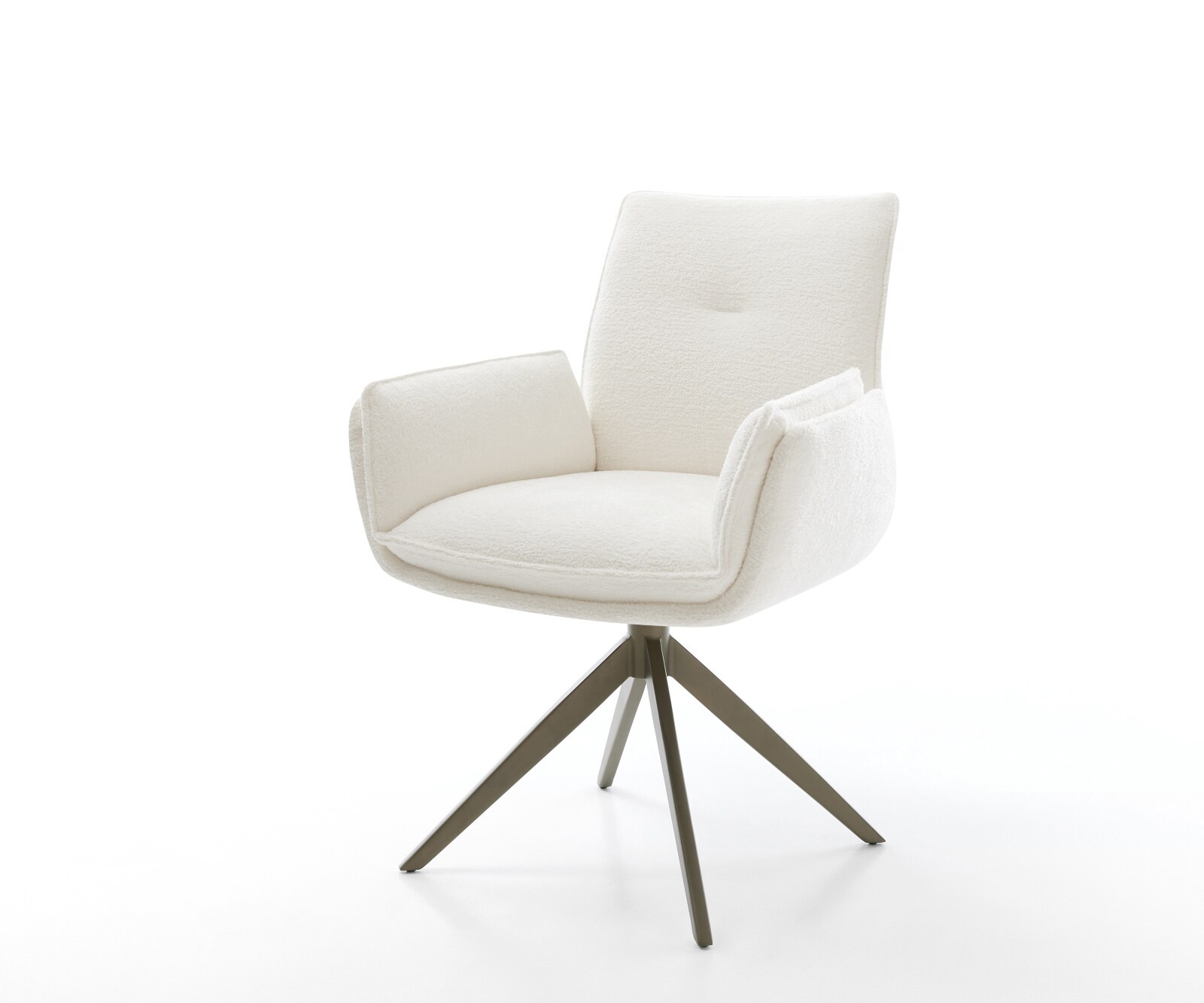 Drehstuhl Nela-Flex Bouclé Soft Beige Kreuzgestell breit Effektfinish Titan 360° drehbar Wippfunktion