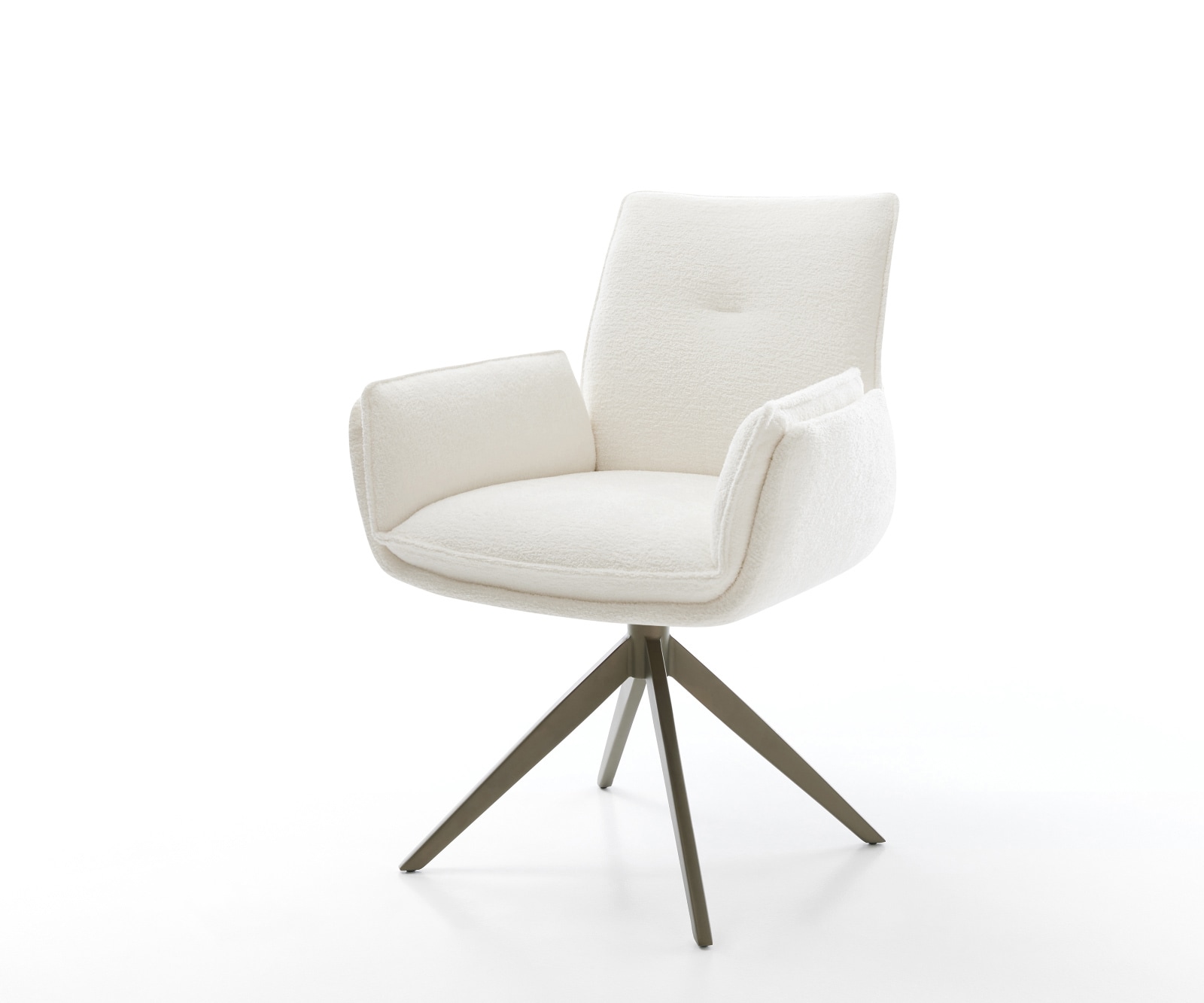 Drehstuhl Nela-Flex Bouclé Soft Beige Kreuzgestell breit Effektfinish Titan 360° drehbar Wippfunktion