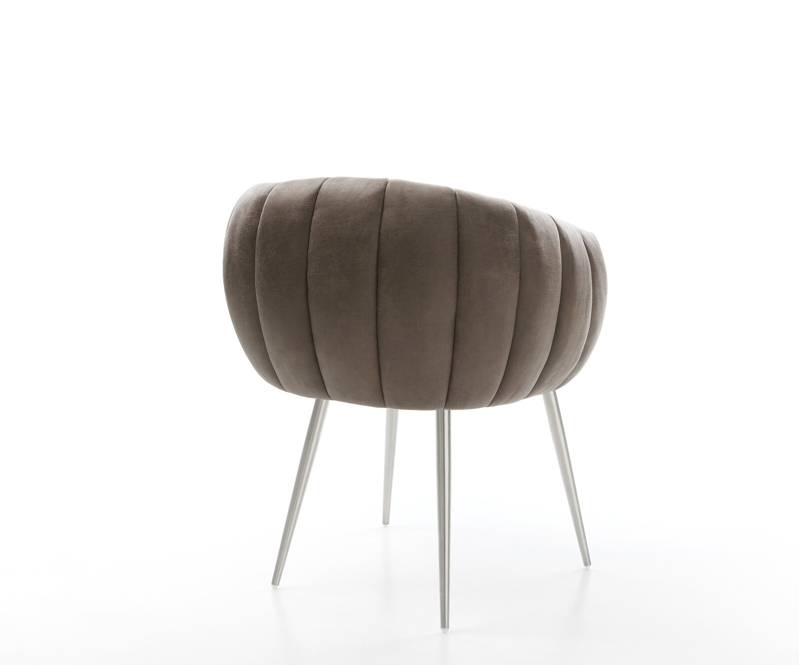 Esszimmerstuhl Jada-Flex Mikrofaser Taupe Vintage 4-Fuß konisch Edelstahl Taschenfederkern 4