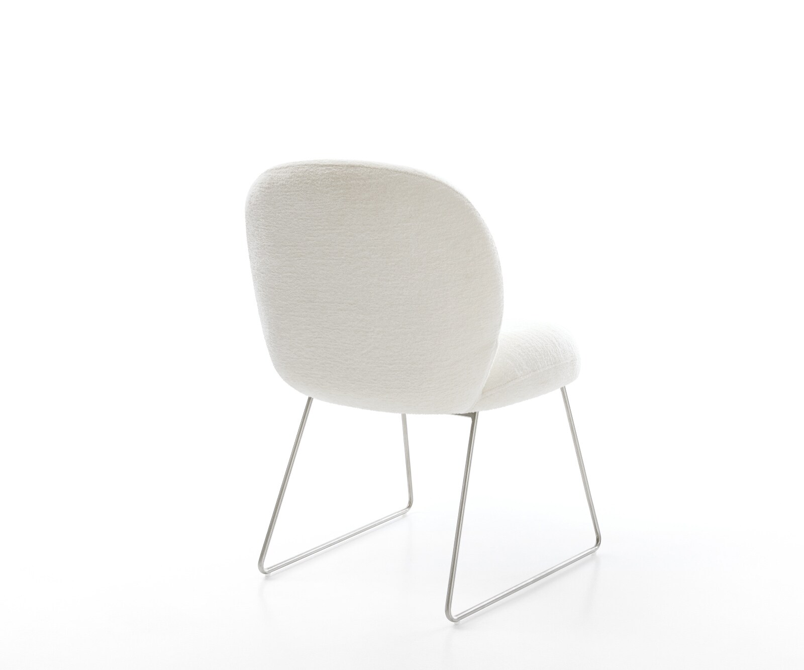 Esszimmerstuhl Nube-Flex Bouclé Soft Beige Kufengestell Edelstahl Taschenfederkern 5